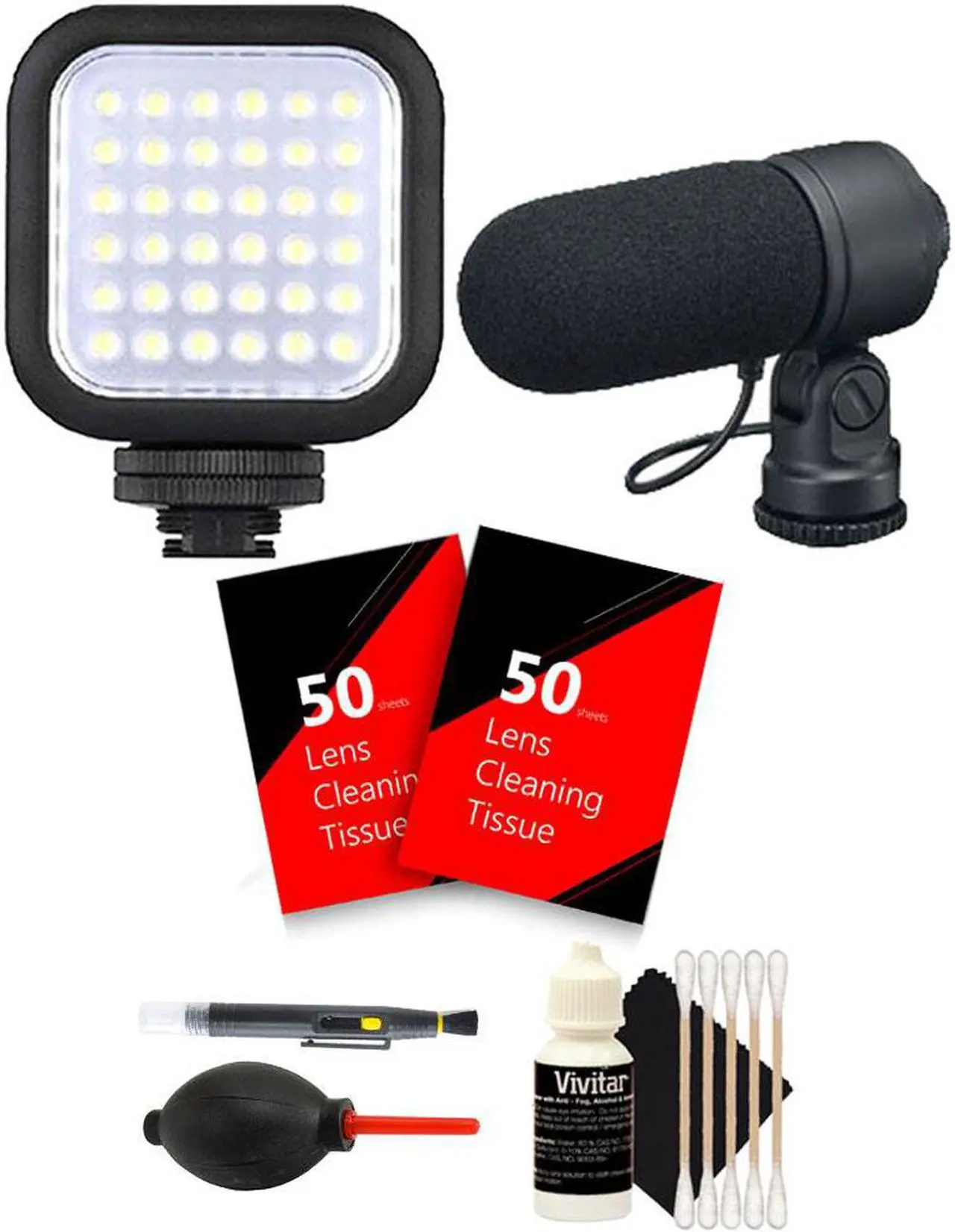 Main image of Vivitar Compact LED Light +  Microphone for NIKON D3300 D3200 D3100 D5500 D5300 D5200 D5100 DSLR Cameras