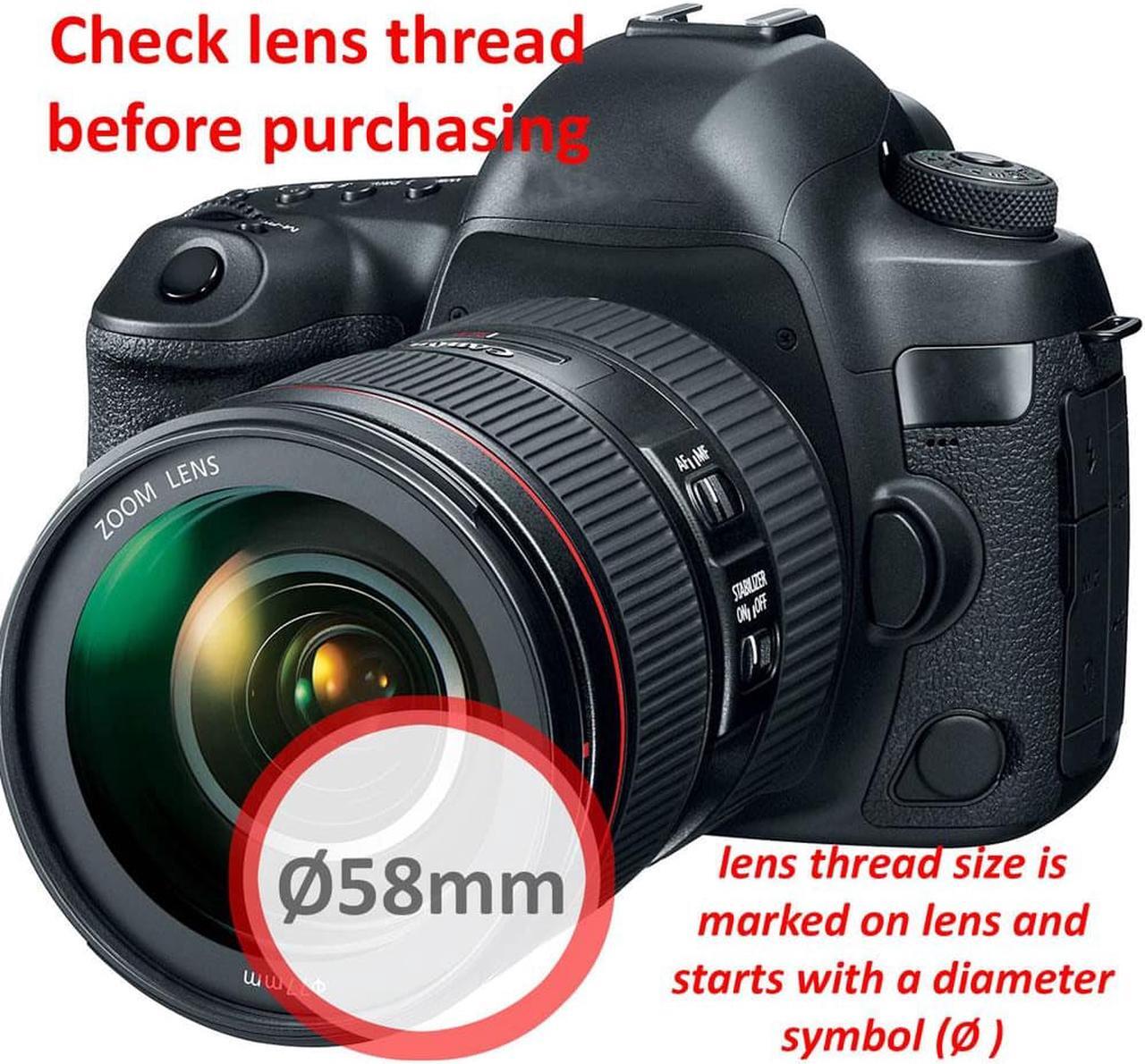 Alt view image 5 of 7 - 58MM Professional Lens Filter Accessory Kit for CANON EOS Rebel T6i T6 T5i T5 T4i T3i SL1