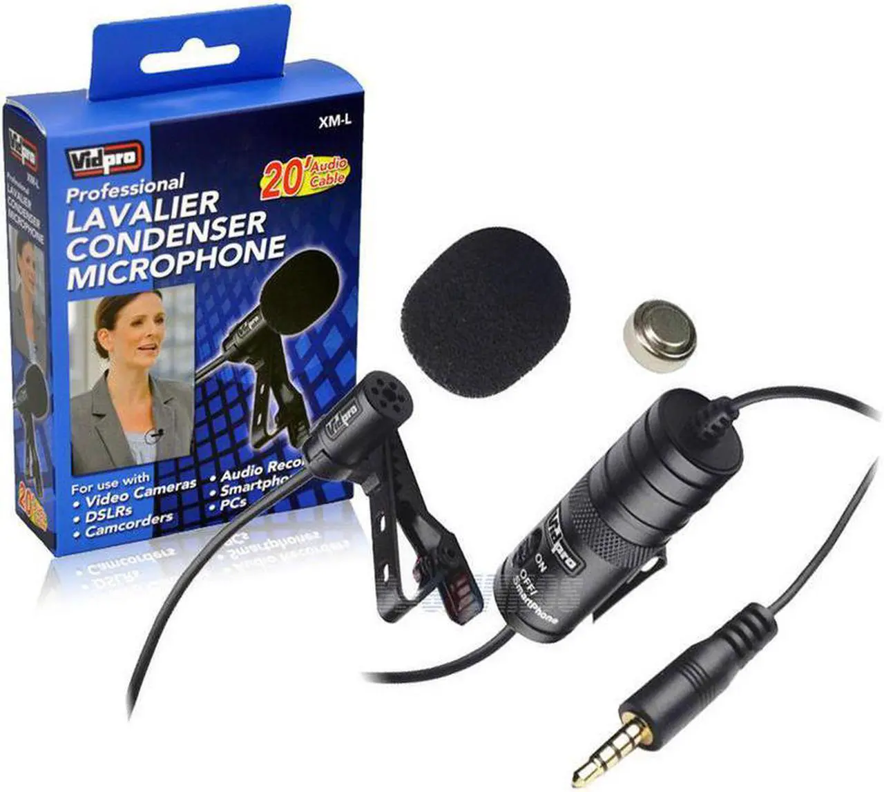 Main image of Vidpro External Microphone For Canon PowerShot SX160 IS Digital Camera Vidpro XM-L Wired Lavalier microphone - 20' Audio Cable - Transducer type: Electret Condenser