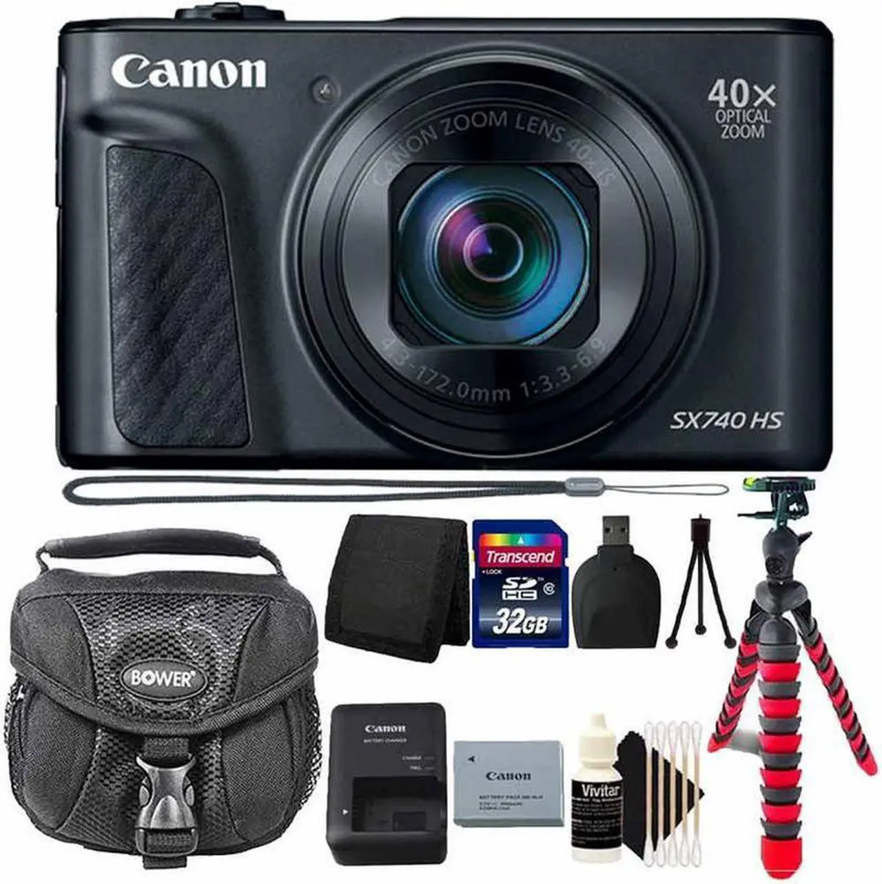 Main image of Canon PowerShot SX740 HS Wi-Fi Digital Camera Black with Pro Accessory Bundle