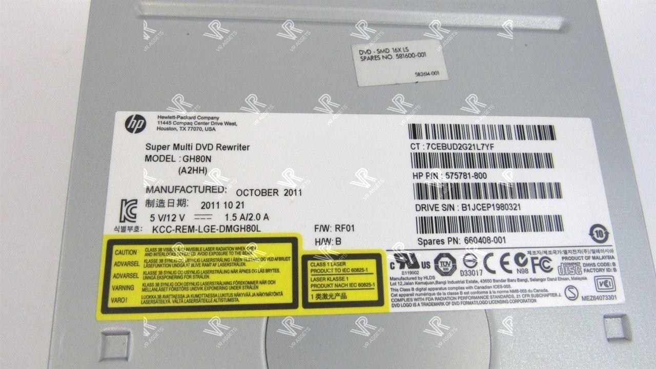 Alt view image 4 of 4 - HP Hewlett Packard Super Multi DVD Rewriter GH80N (A2HH) 660408-001 575781-800