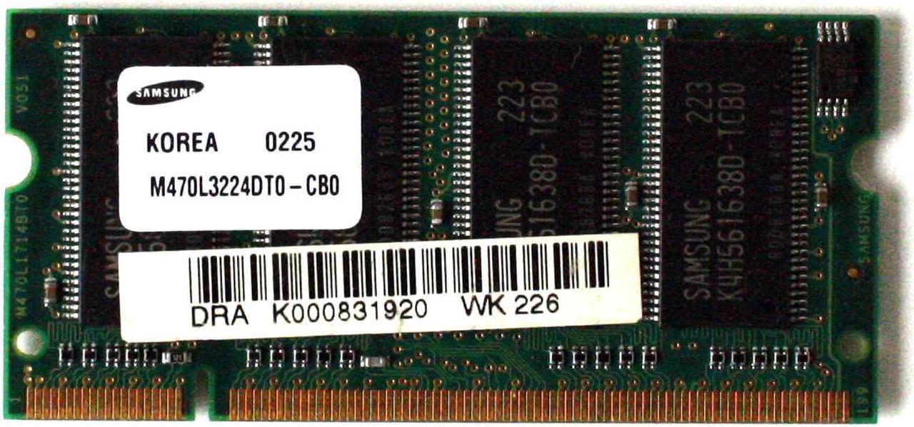 Main image of LAPTOP MEMORY, M470L3224DT0-CB0 256MB PC2100 266MHz DDR SODIMM