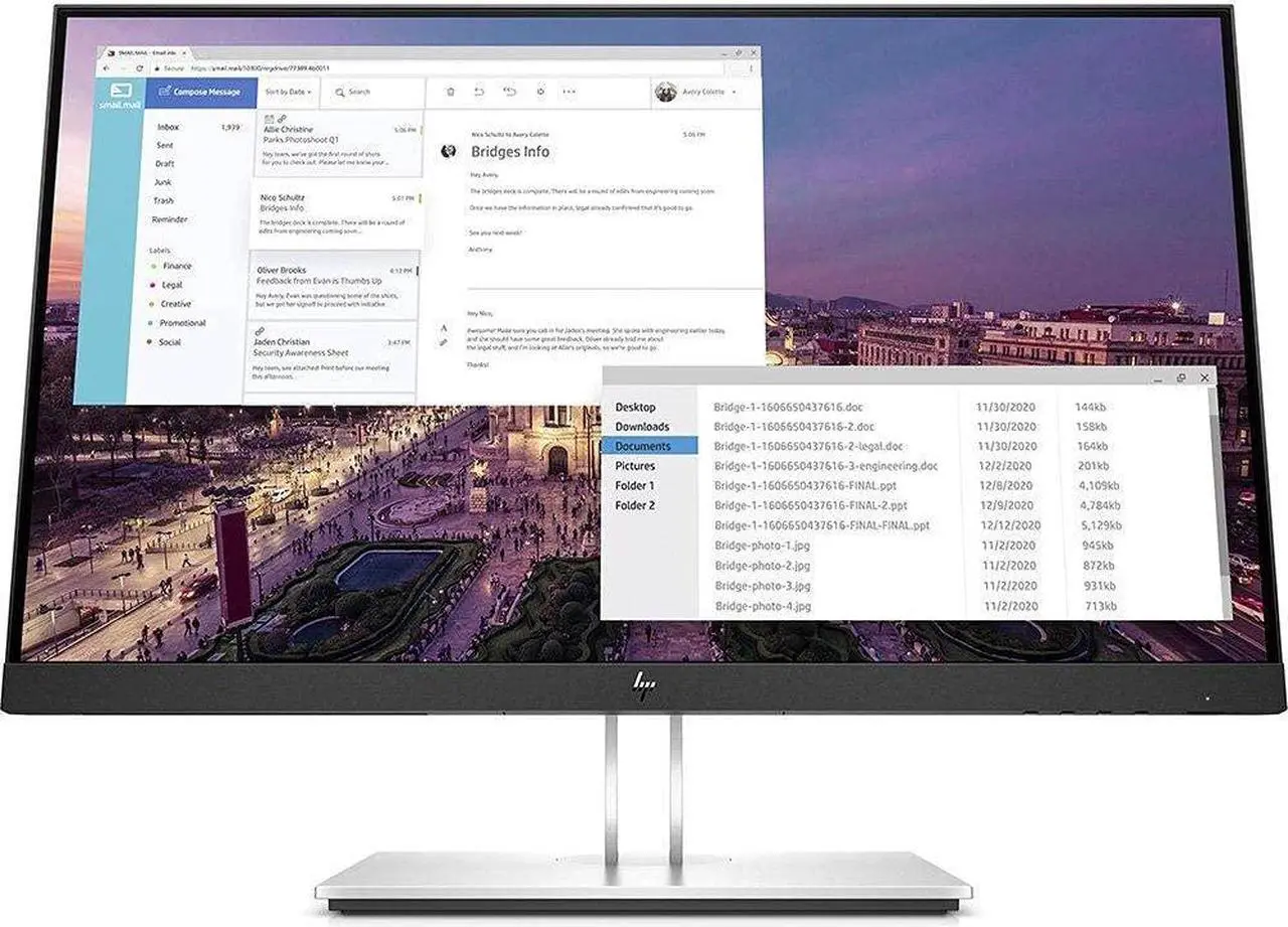 Alt view image 3 of 9 - HP E23 G4 23" FHD IPS 60 Hz 250 cd/m² 5ms GtG Contrast ratio 1000:1 VESA Mounting 100 mm 16.7 Million Colors USB VGA HDMI Low blue light mode Anti-glare Monitor - 9VF96AA
