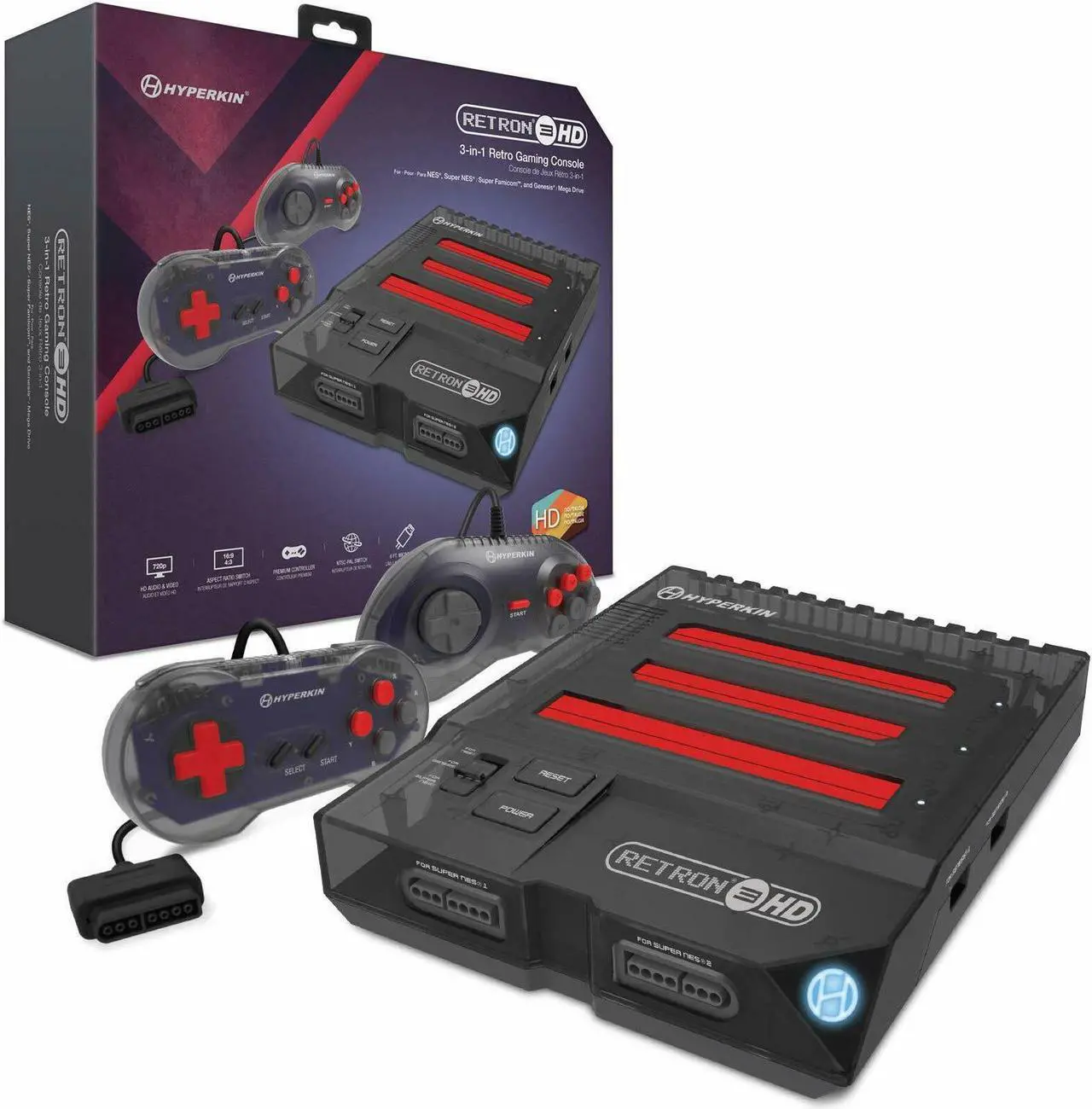 Main image of Hyperkin RetroN 3 HD 3-in-1 Retro Gaming Console for NES, Super Famicom, and Genesis/ Mega Drive (Space Black) - Sega Ge