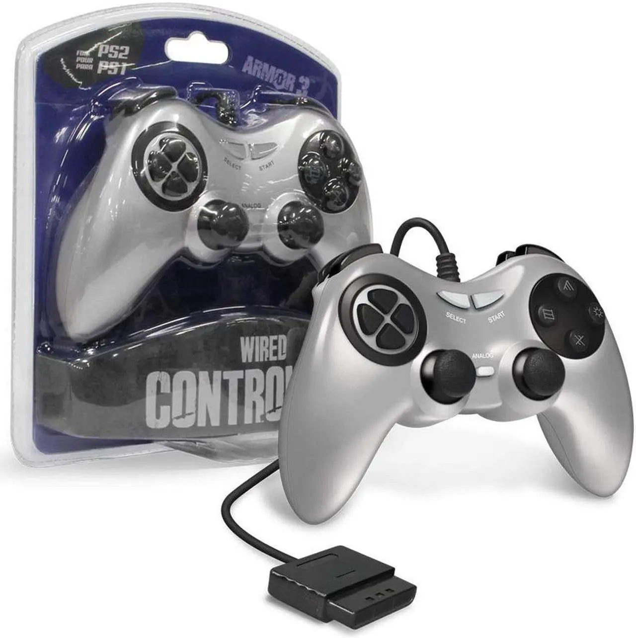 Main image of Armor3 Wired Game Controller for PS2 (Silver)