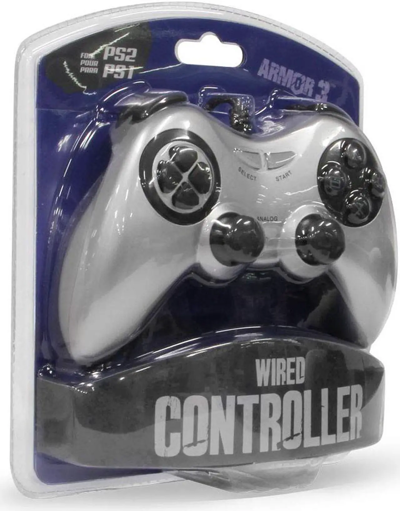 Alt view image 3 of 3 - Armor3 Wired Game Controller for PS2 (Silver)