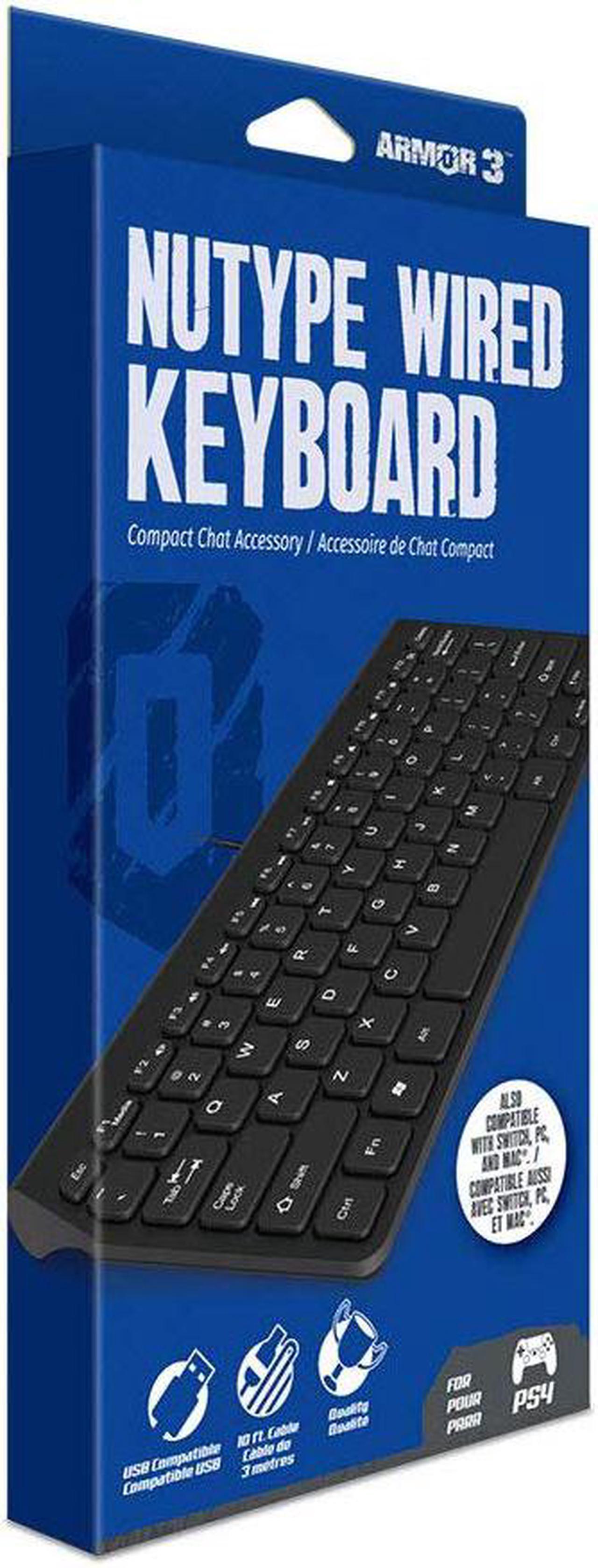 Alt view image 3 of 6 - Armor3 "NuType" Wired Keyboard for PlayStation 4 PS4, Nintendo Switch, PC, & Mac