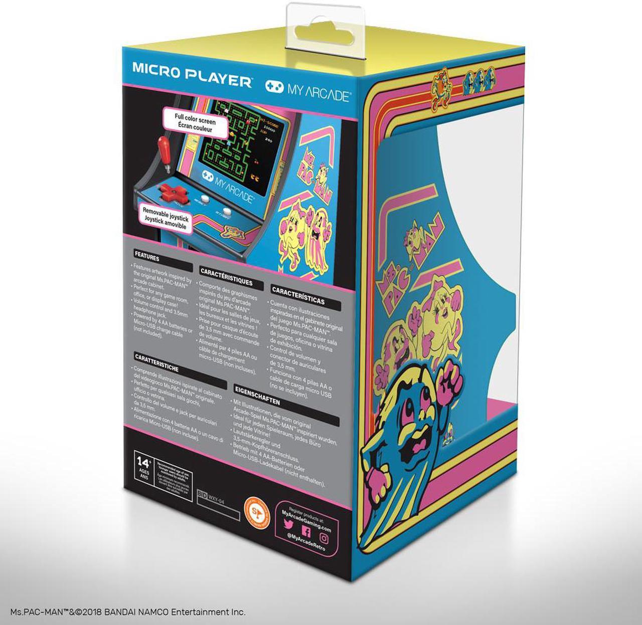 Alt view image 3 of 18 - My Arcade Ms. Pac-Man Micro Player 6" Collectable Portable Handheld Video Game