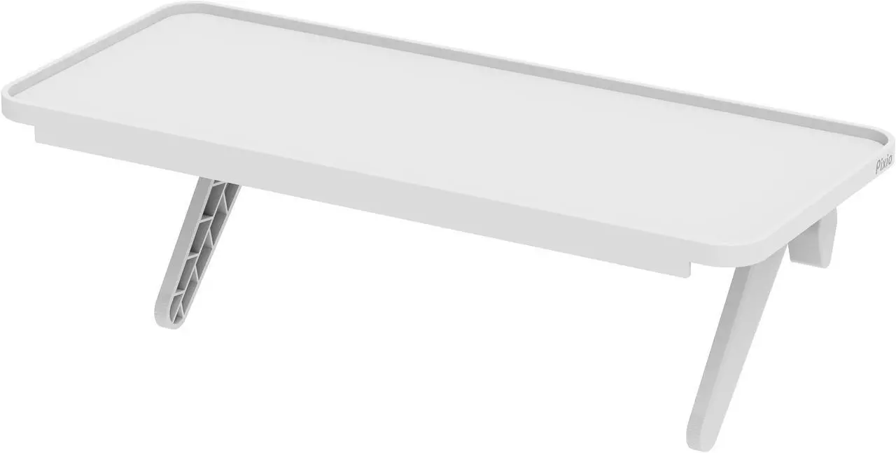 Main image of Pixio 12 inch White Monitor Storage Top Shelf - Adjustable Platform, Universal Fit, Holds Up to 13lbs, Works on TV, Flat, Curved Monitors, Storage for Webcams, Clocks, Phone, Figures