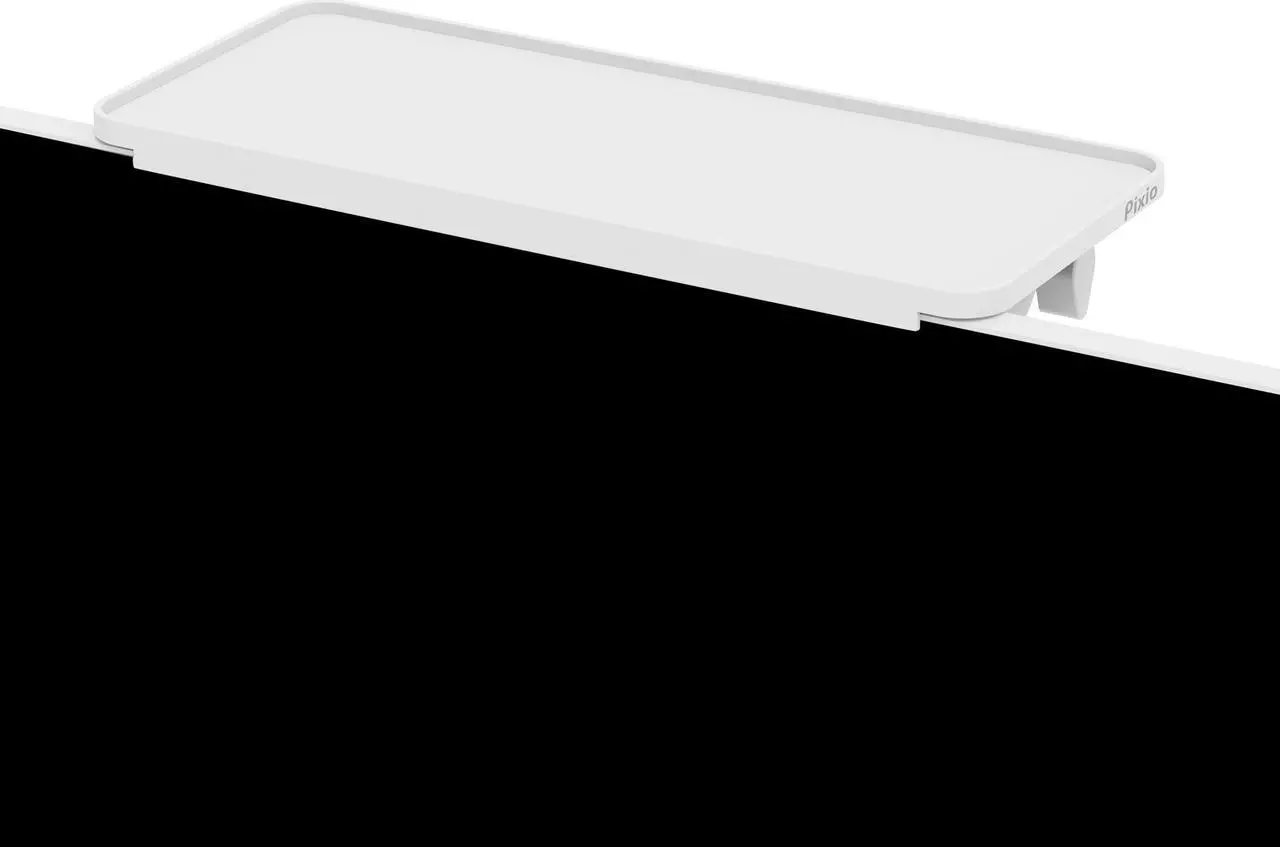 Alt view image 4 of 7 - Pixio 12 inch White Monitor Storage Top Shelf - Adjustable Platform, Universal Fit, Holds Up to 13lbs, Works on TV, Flat, Curved Monitors, Storage for Webcams, Clocks, Phone, Figures