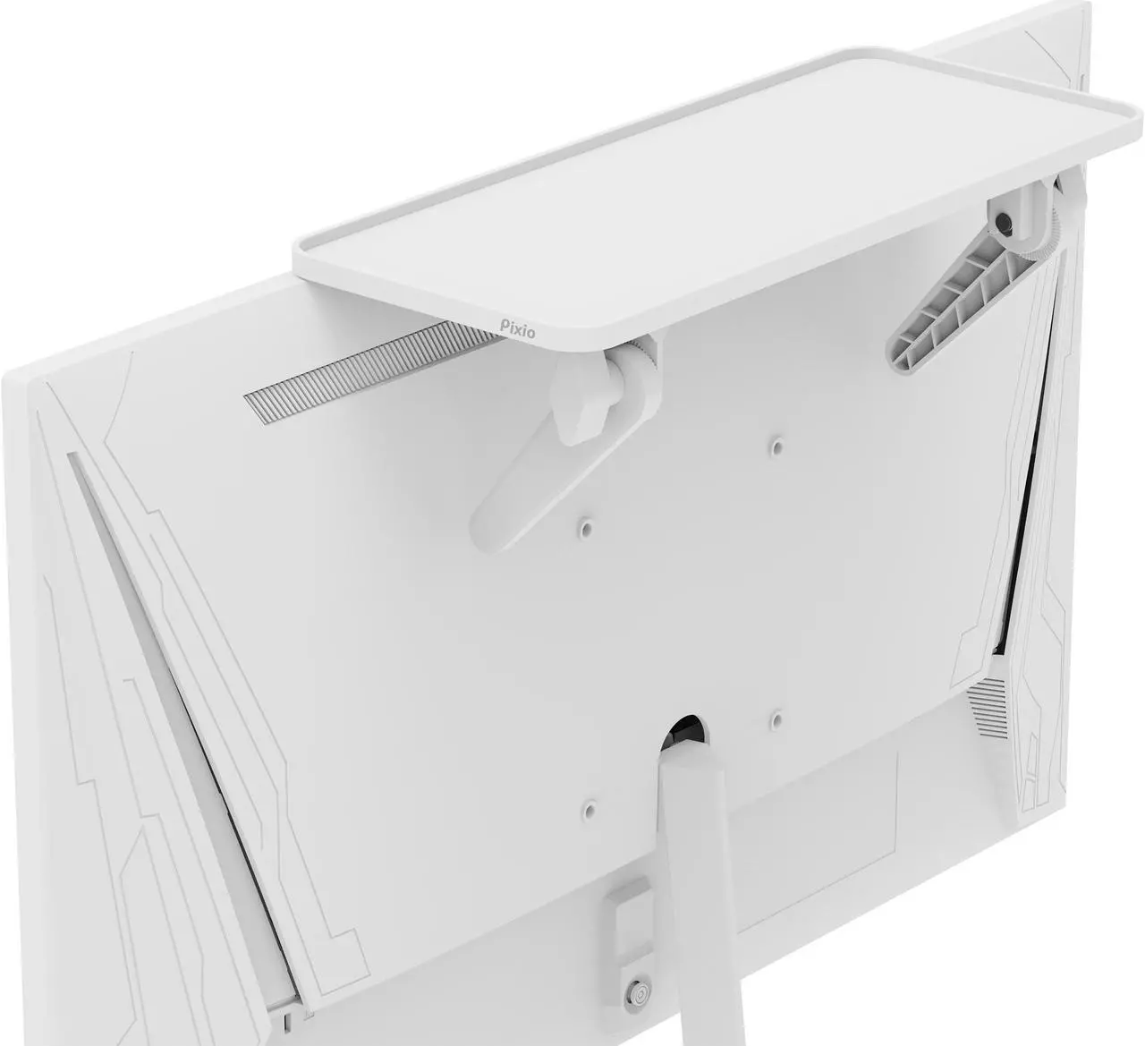 Alt view image 5 of 7 - Pixio 12 inch White Monitor Storage Top Shelf - Adjustable Platform, Universal Fit, Holds Up to 13lbs, Works on TV, Flat, Curved Monitors, Storage for Webcams, Clocks, Phone, Figures