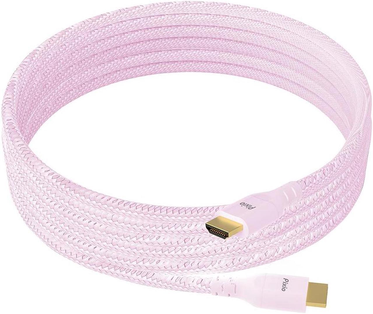 Alt view image 4 of 4 - Pixio 8K HDMI 2.1 Braided Cable Ultra High Speed Certified 10FT 3M 8K 60Hz 4K 120Hz Nylon Braided, Gold Plated Connector, Anti-Breakage, HDR10+, dtsx, eARC, HDCP, Dolby Compatible Pink