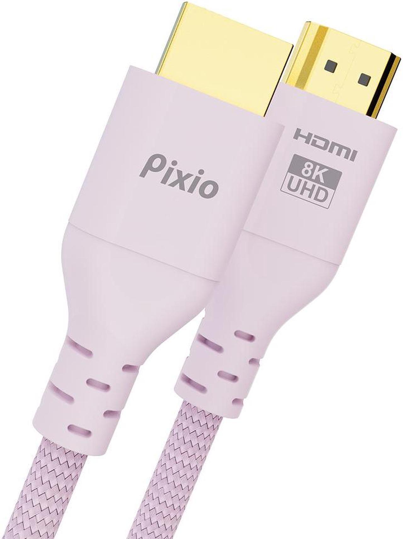 Alt view image 3 of 4 - Pixio 8K HDMI 2.1 Braided Cable Ultra High Speed Certified 10FT 3M 8K 60Hz 4K 120Hz Nylon Braided, Gold Plated Connector, Anti-Breakage, HDR10+, dtsx, eARC, HDCP, Dolby Compatible Pink