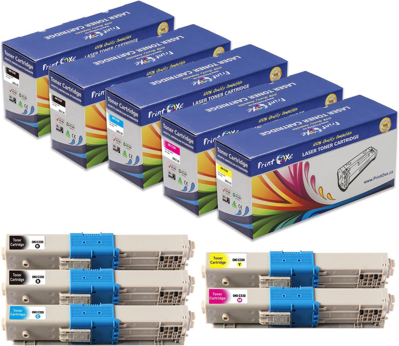 C330 Compatible Set plus Black of 5 Toner Cartridges for OKI C310 C330 C330dn C510 C530 C530dn MC361 MC362w MC562 MC362w MFP 362dn