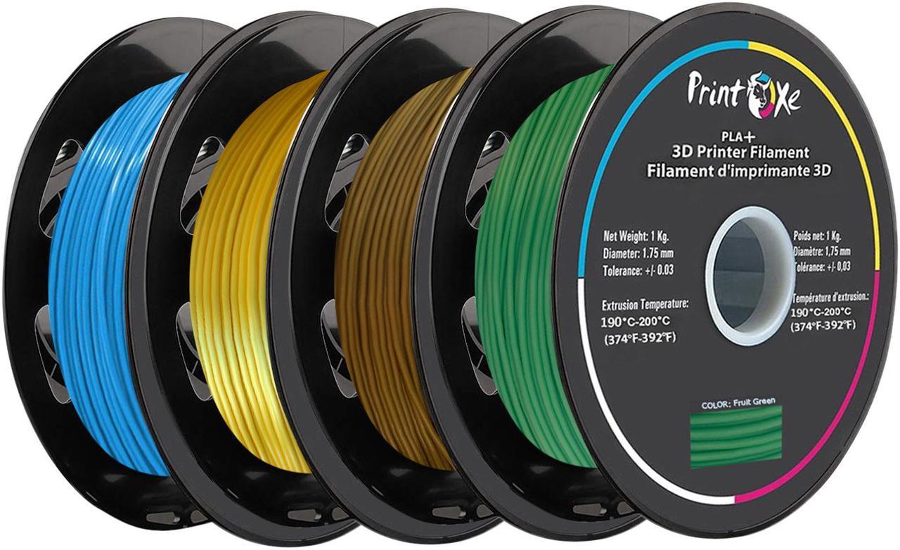 3D PLA+ / Pro PLA 4 Packs of Light Blue / Flourescent Yellow / Bronze / Fruit Green Colours Filament for 3D Printers - 1.75 mm Diameter - 1 Kg Net on Spool (2.2 LBs) Accuracy +/- 0.03 mm