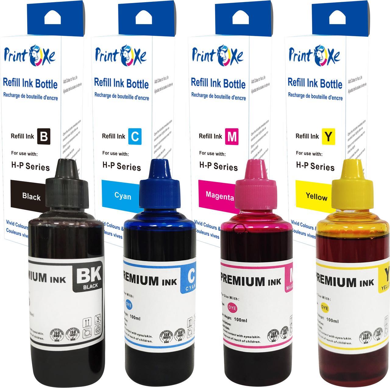 Main image of Universal Ink Refill Set of 4 Bottles for HP & Desktop CISS & Cartridges Printers (Cartridges Refill Kit Not Included) 3701 Black | 3702 Cyan | 3703 Yellow | 3704 Magenta |