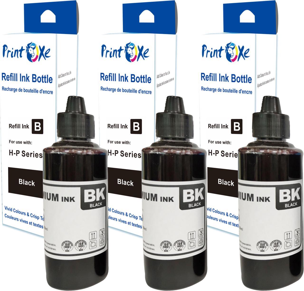 Universal 3 Black Ink Refill Bottles 3701 for HP & Desktop CISS & Cartridges for Printers Use 61 60 62 63 64 65 950 951 564 920 901 902 952 XL (Cartridges Refill Kit Not Included)