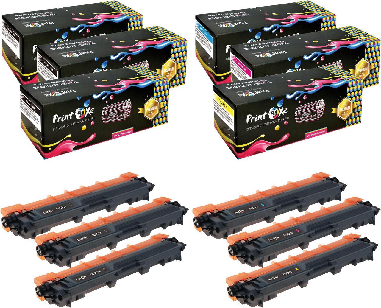 TN221 / TN225 Brother Compatible Set + 2 Black | 6 Cartridges TN 221 / 225 | HL 3140CW 3150CDN 3150CDW 3170CDW 3180CDW / DCP 9020 9020CDW 9020CDW / MFC 9130CW 9140CDN 9140CDW 9330CDW 9340CDW