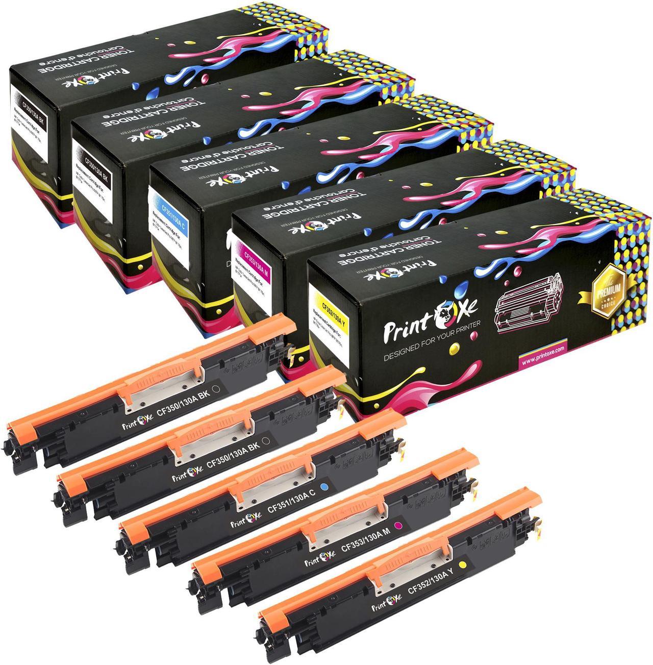 130A Compatible 5 Toners Set + BK; 2 Black CF350A , Cyan CF351A , Yellow CF352A , & Magenta CF353A for HP Laser Jet Pro Color MFP M176 , M177 , M177fw & M176n