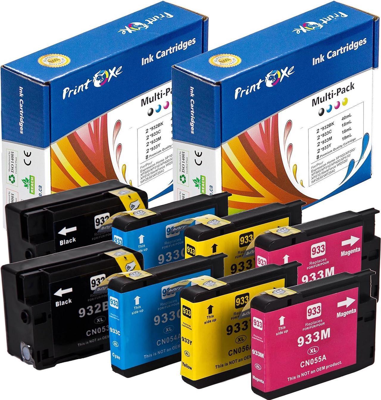 932XL & 933XL Compatible 8 Ink Cartridges (2 Sets) Replacement for HP  (2 Black, 2 Cyan, 2 Magenta, 2 Yellow)