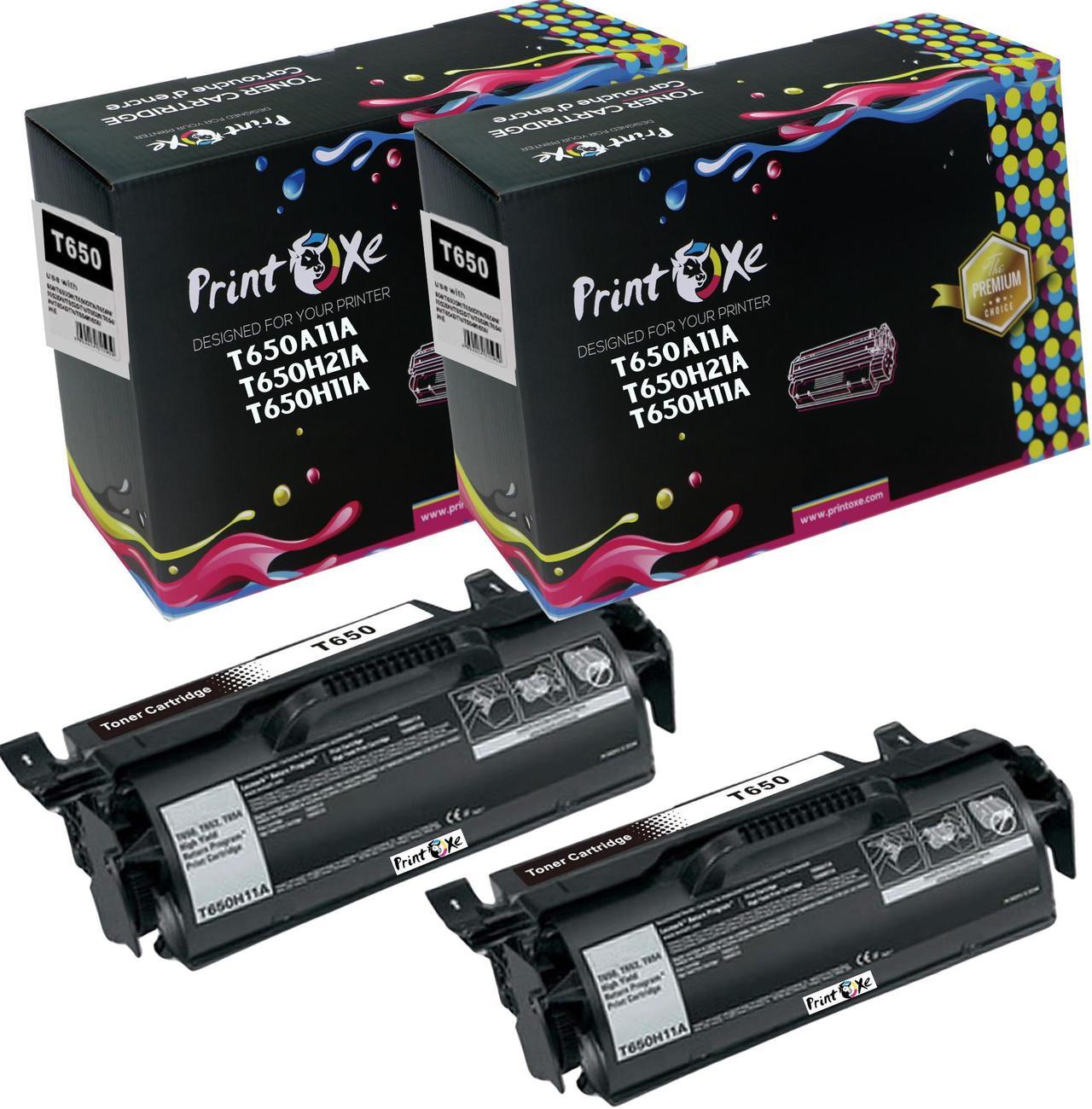 Compatible 2 Toner Cartridges for T650H21A / T650H11A / T650A11A Each Yield 25000 Pages for T650 T652 T654 T656 for Lexmark T650DN T650DTN T650N T652 T652DN T652DTN T654 T654DN T654DTN T656 T656DNE