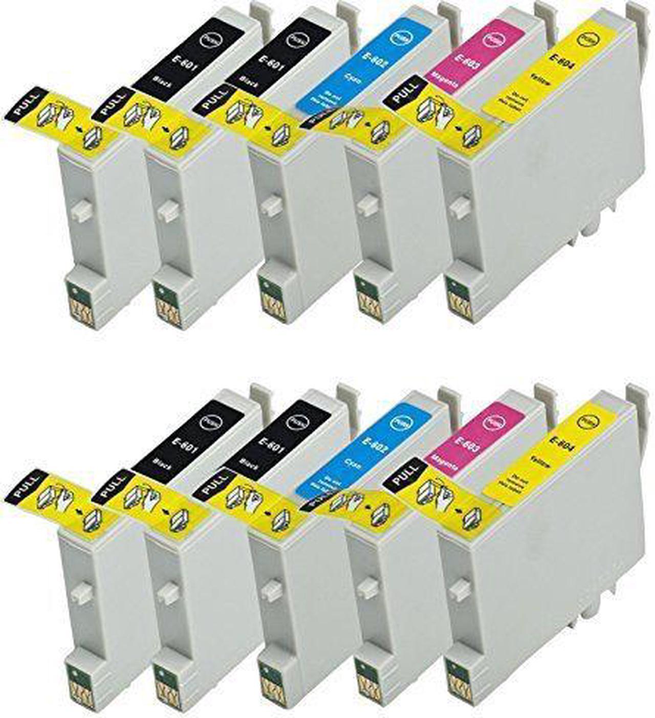 Epson 60 Compatible 10 New Chipped Ink Cartridges (2 Sets+ 2 Black)-4 Black T060120, 2 Cyan T060220, 2 Magenta T060320, & 2 Yellow T060420