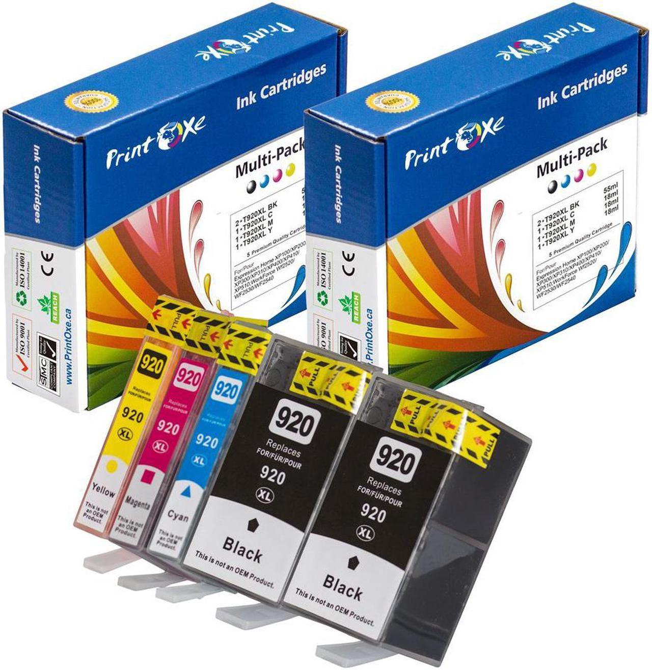 5 Pack of Compatible New Ink Cartridges Replacement for HP 920XL (2 Black, 1 Cyan, 1 Yellow, 1 Magenta)