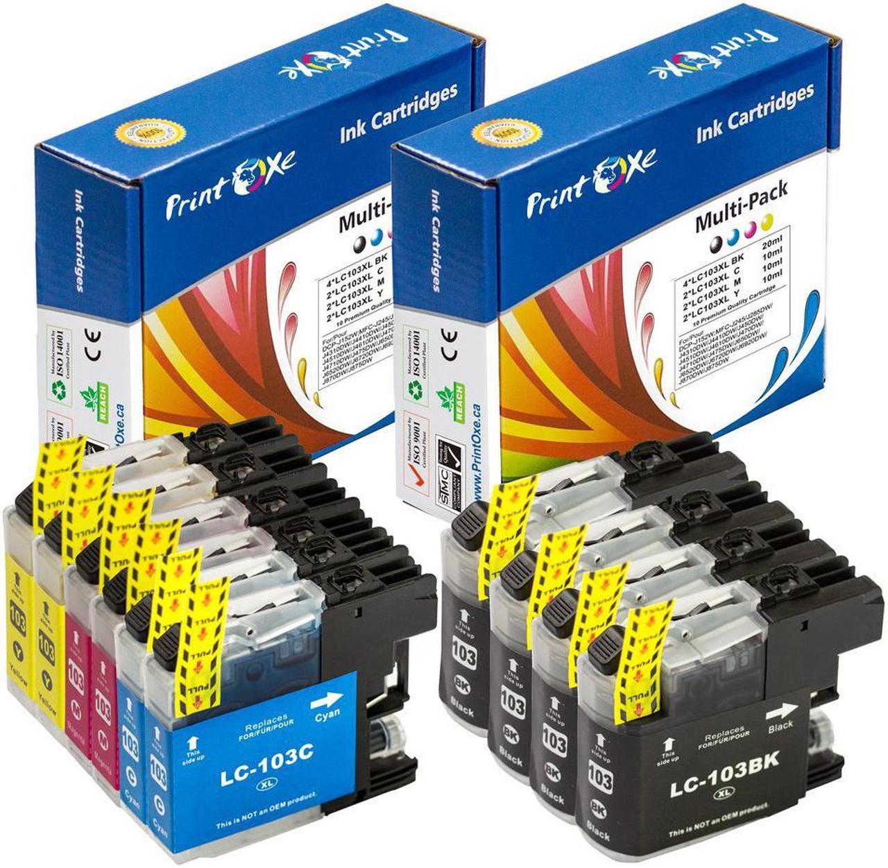 LC 101XL / LC 103XL Compatible 10 Cartridges 101 / 103 XL ; 4 Black, 2 Cyan, 2 Magenta, & 2 Yellow for Brother DCP J152W & MFC  J245 J285DW J4310DW J4410DW J450DW J4510DW J4610DW  J470DW J4710D