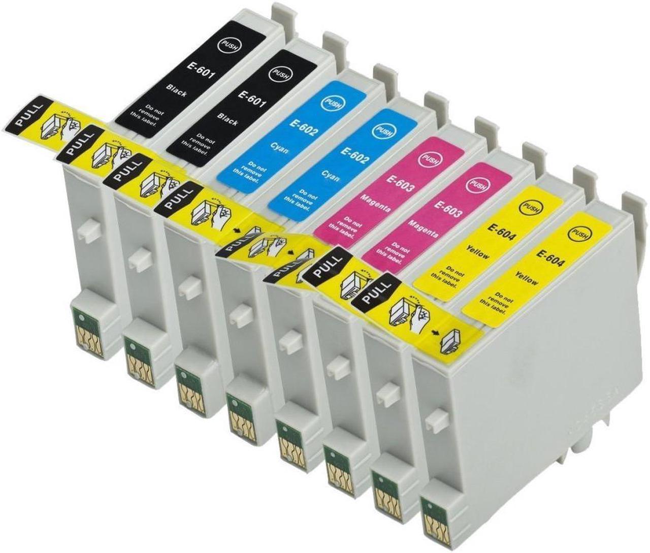 Epson 60 Compatible 8 New Chipped Ink Cartridges (2 Sets)-2 Black T060120, 2 Cyan T060220, 2 Magenta T060320, & 2 Yellow T060420