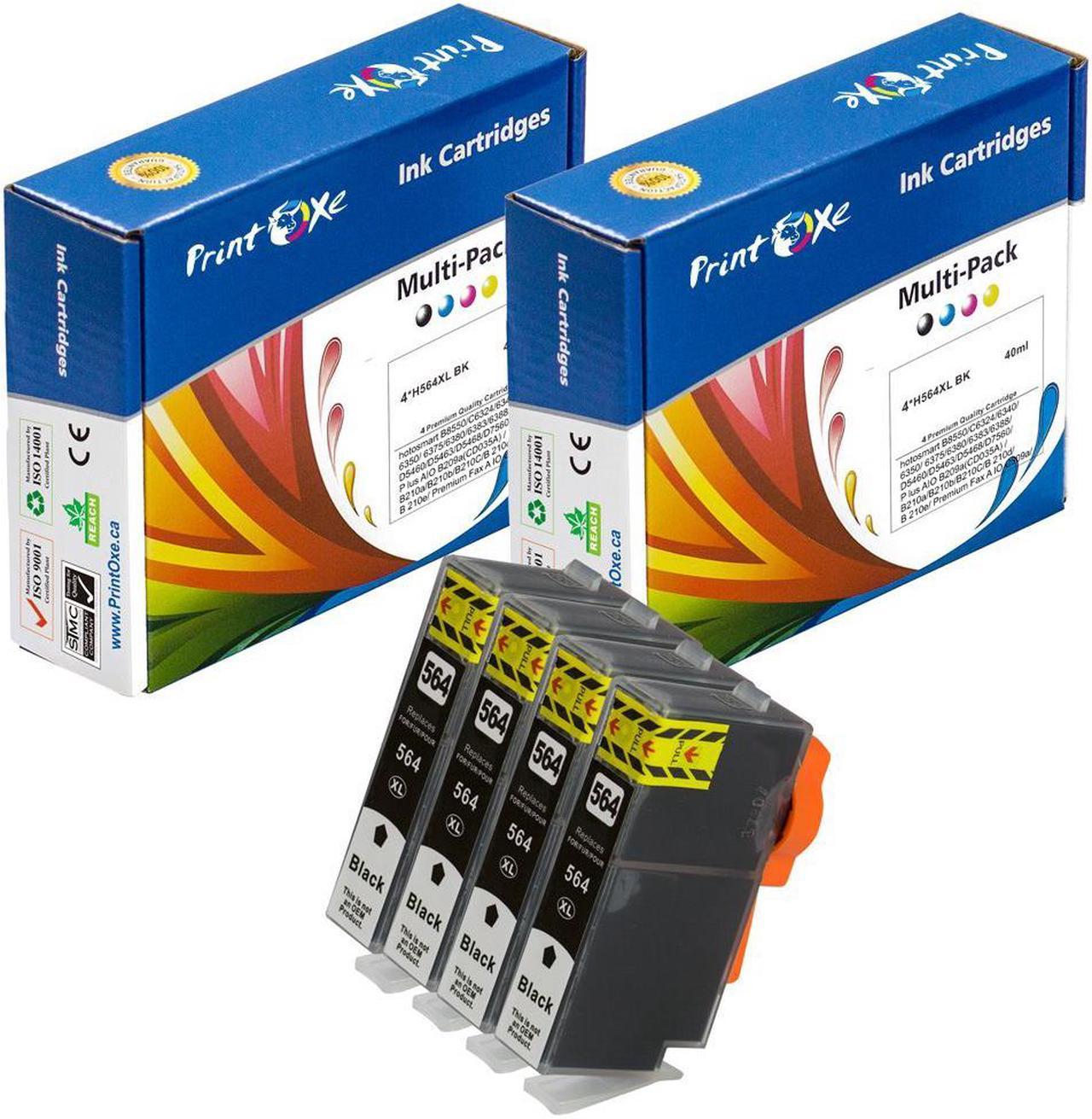 4 Large Compatible Black Ink Cartridges HP 564XL (564XLPK-CN684WN) With XL Chips For Use In HP Photosmart Premium (See Compatible HP Printer Models Under Description)