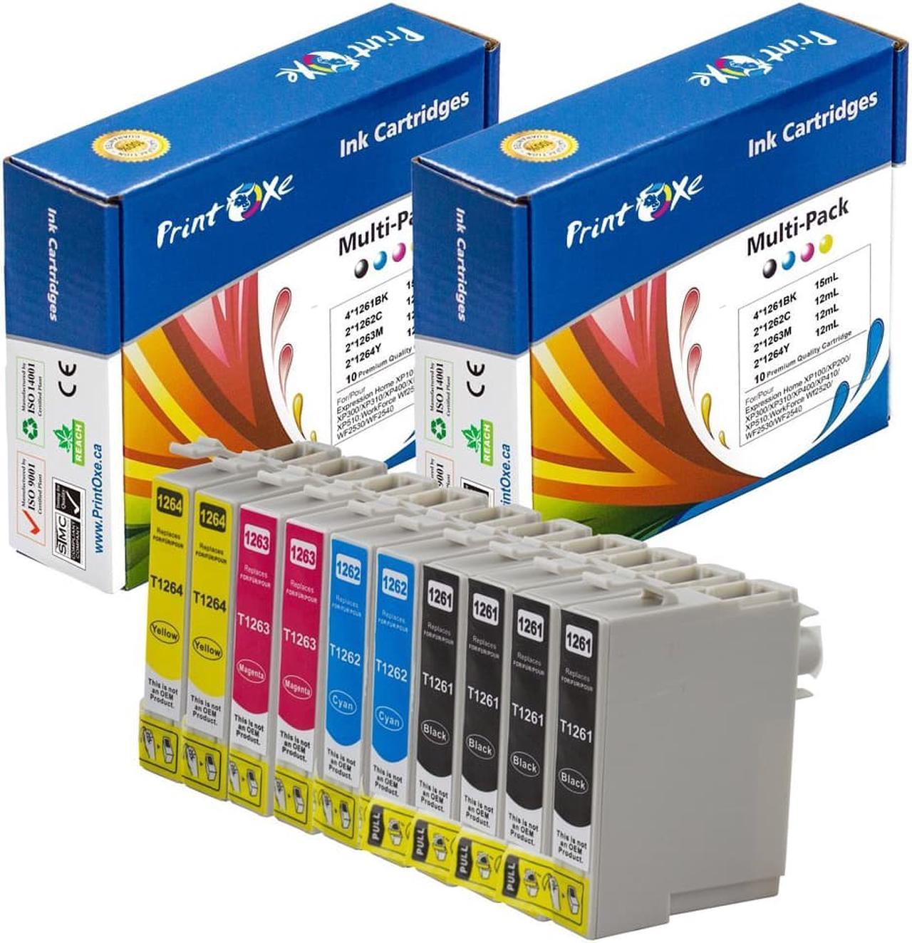 10 Cartridges Compatible with Epson 126 (4 BK, 2 Cyan, 2 Magenta, 2 Yellow) for Epson Stylus (models under description)