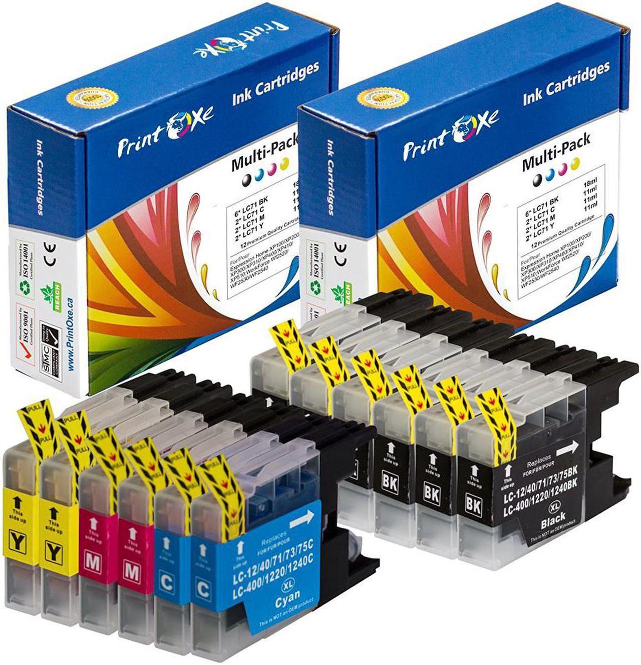 LC-71 & LC-75 Compatible 12 Ink Cartridges  ; 6 BK, 2 Cyan, 2 Magenta, & 2 Yellow = 2 Complete Sets + 2 BK (LC71 LC 75). See Compatible Brother Printer Models under Description