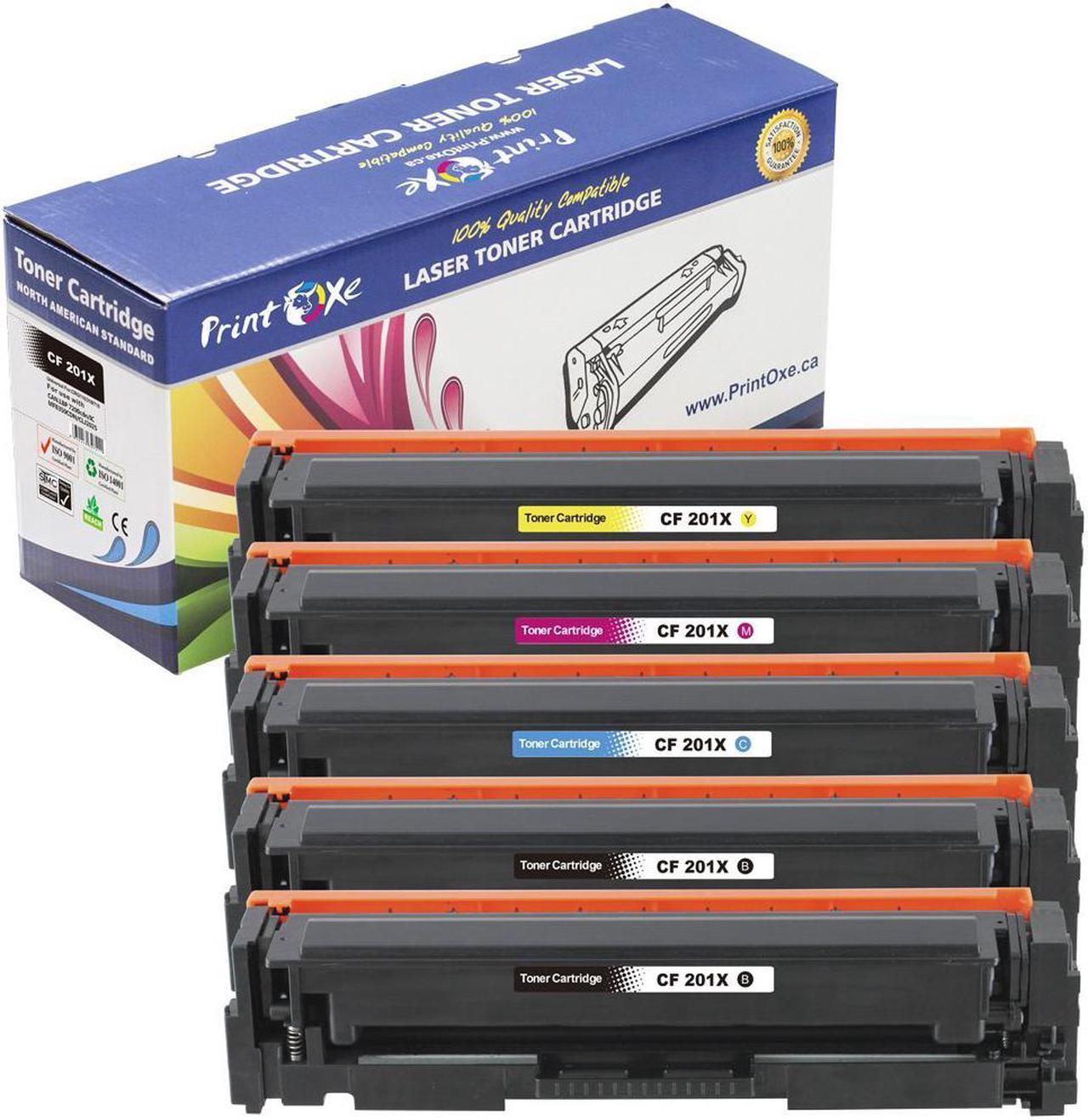 201X Compatible Set + Black of 5 Toners High Yield 201A; 2 BK CF400X , Cyan CF401X , Mag CF403X , Yell CF402X HP Color Laserjet Pro M252dw M252n snd MFP M277dw M277n