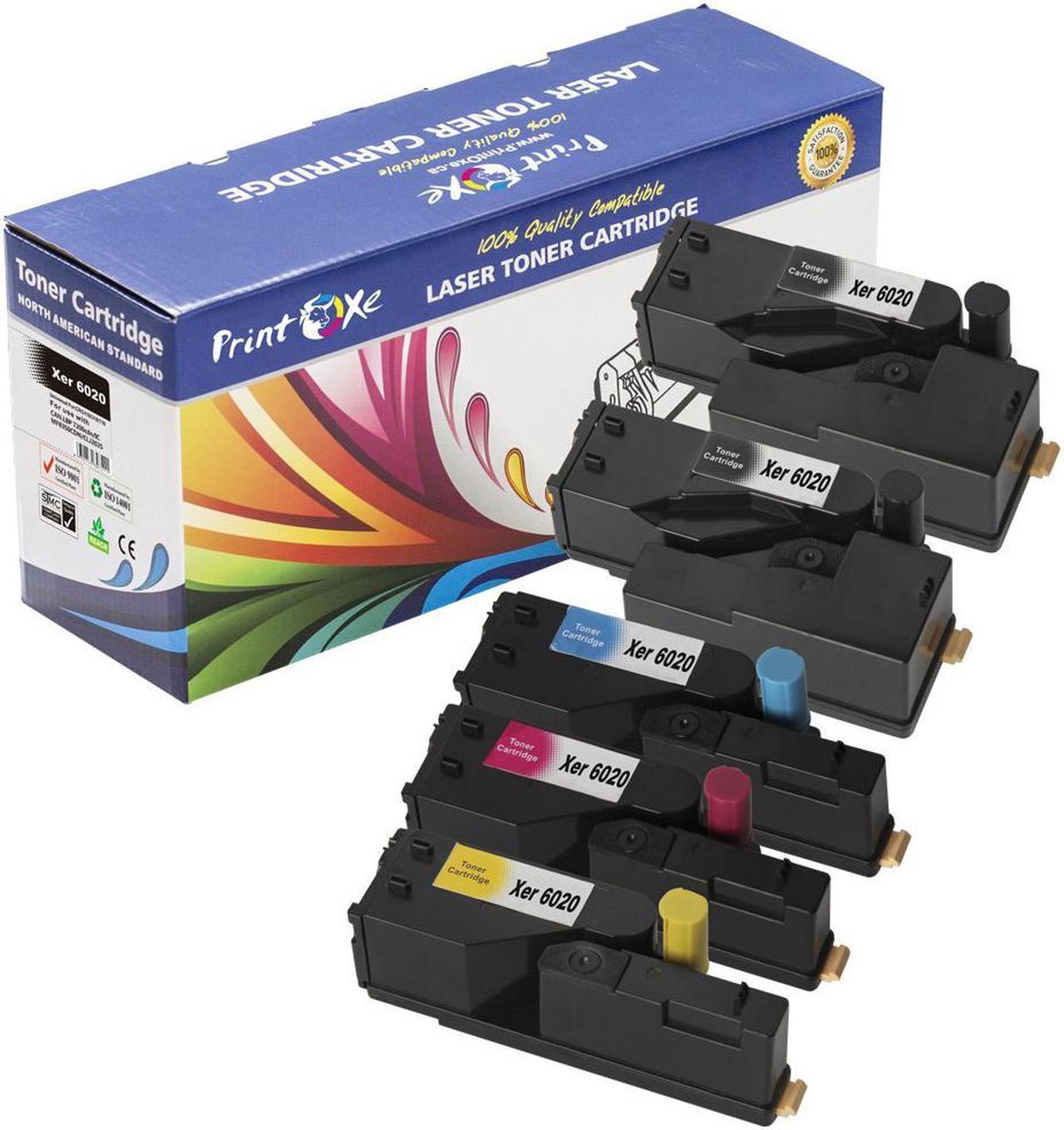 6020 / 6022 / 6025 / 6027 Compatible 5 Toners for Xerox  Complete Set + BK ; 2 BK, Cyan Magenta, & Yellow - High Yield