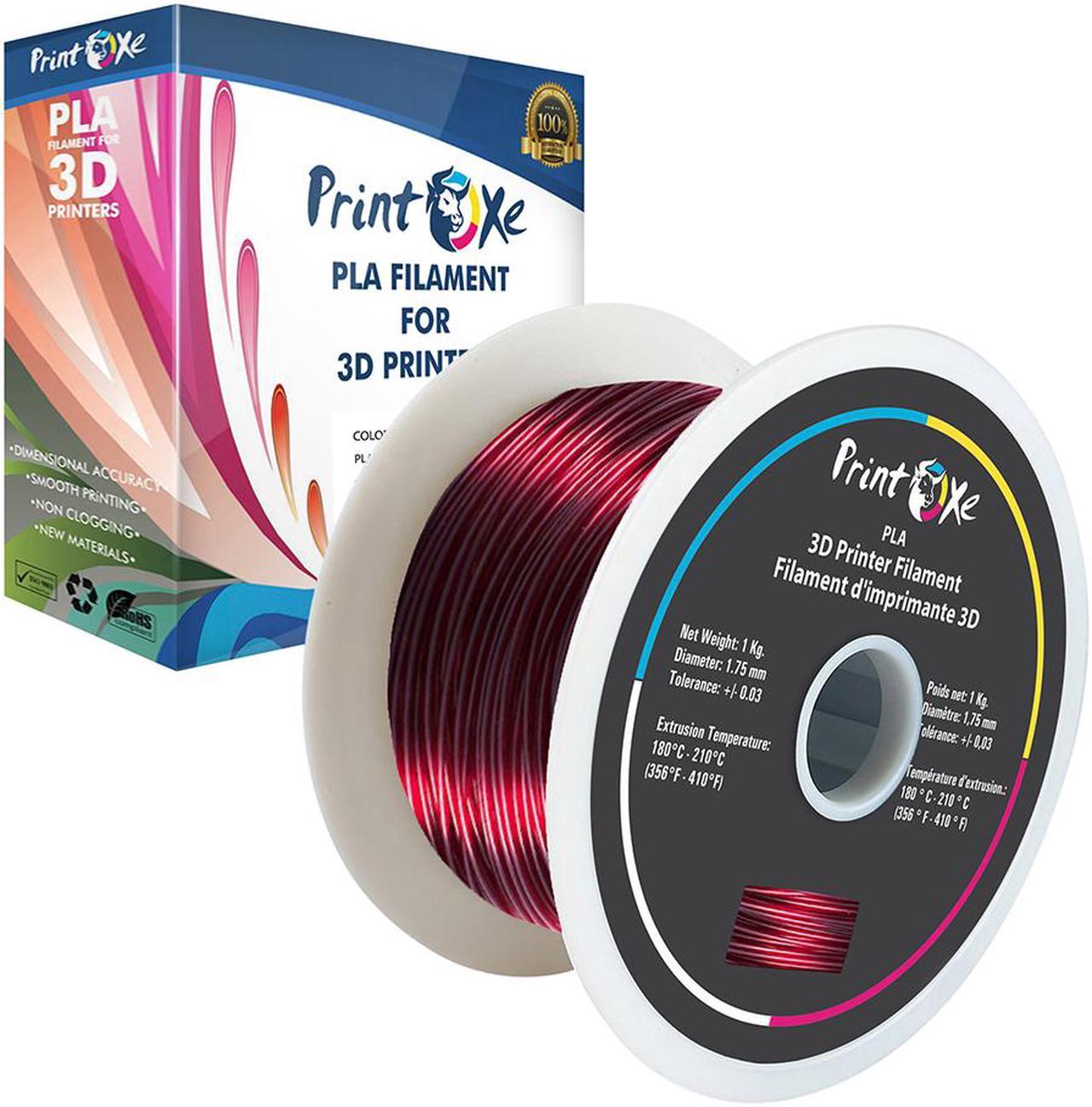 3D Transparent Red PLA Printer Filament 1.75mm Diameter - 1Kg Spool (2.2 LBs) Dimensional Accuracy +/- 0.03 mm