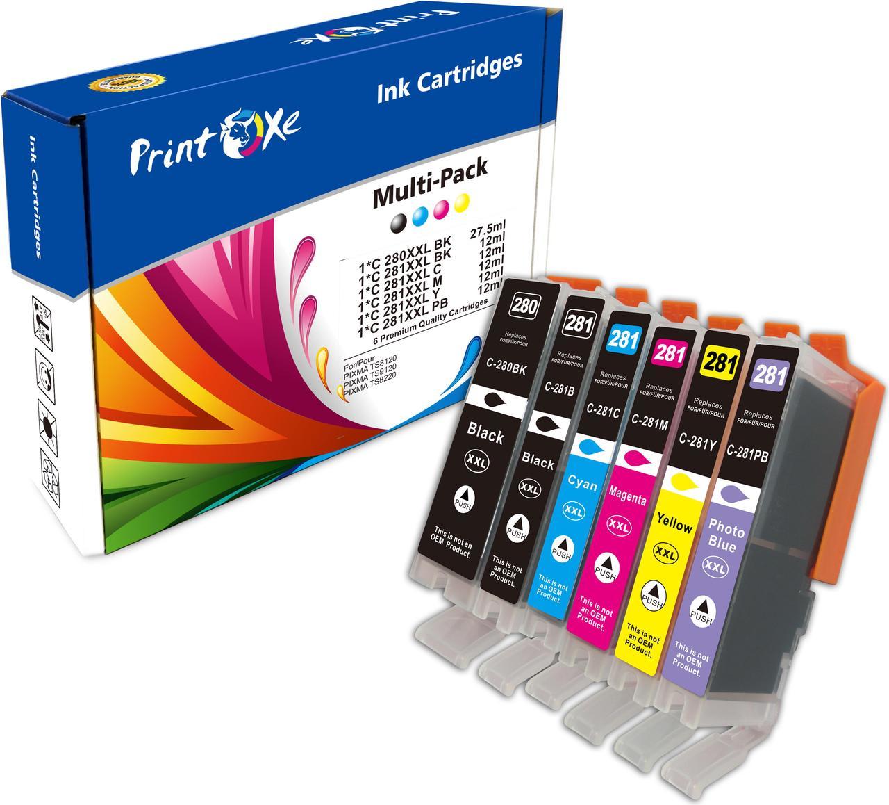 PGI 280 / CLI 281 XXL Compatible Set of 6 High Yield Ink with Photo Blue PIXMA TS8100 TS8120 TS8200 TS8220 TS8300 TS8320 TS9100 TS9120 TS8222 TS8322