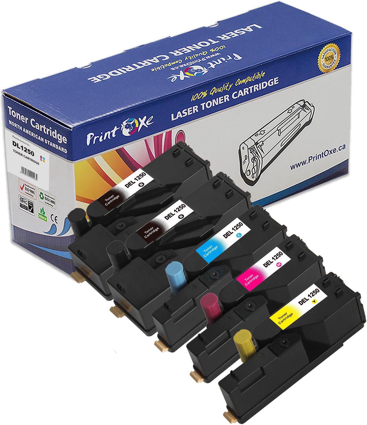 1250C Compatible Set Plus Black of 5 Toner Cartridges for Dell 1250C 1350cnw 1355cn 1355cnw C1760nw C1760nfw C1765nf