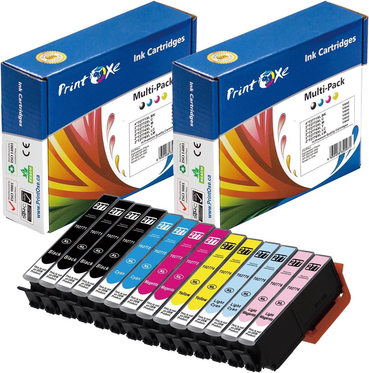 T277XL of 14 Ink Cartridges for Epson T277 of 2 Sets + 2 BK for  High Yield 277 for Expression Photo XP-850 XP-860 XP-950 XP-960 Small-in-One