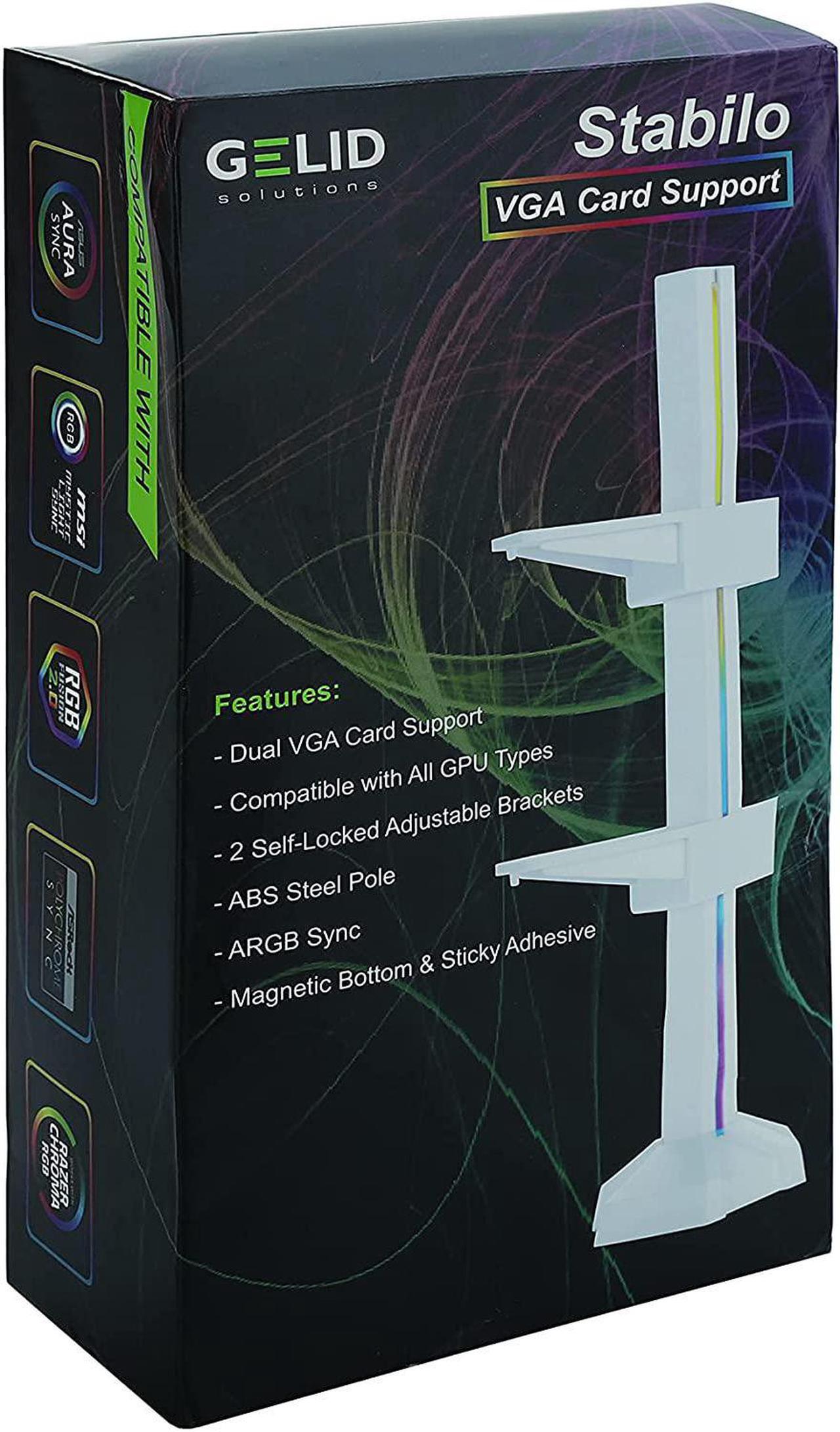 Alt view image 4 of 5 - Gelid Solutions Stabilo LED VGA Card Holder-Support for Two GPUs-ARGB Synchronization-Compatible with All GPU Types - 60(l) x95(w) x235(h)-White