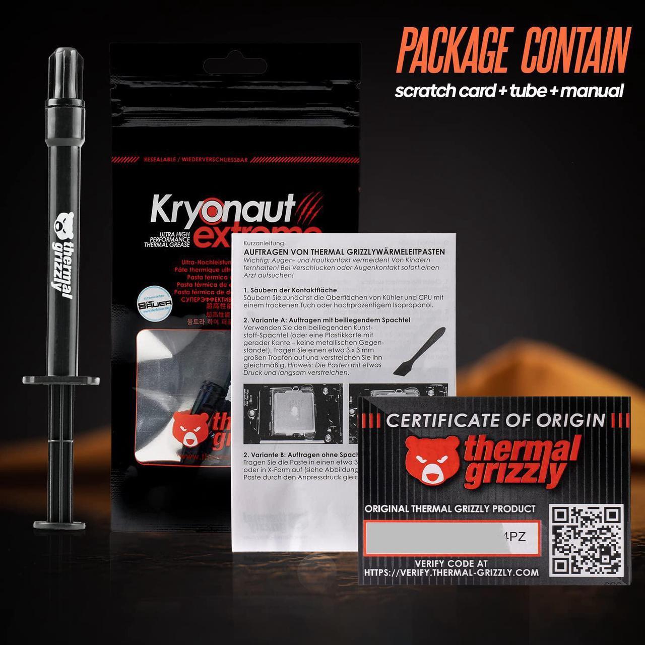 Alt view image 6 of 7 - Thermal Grizzly Kryonaut Extreme Bundle The High Performance Thermal Paste for Cooling All Processors, Graphics Cards, Heat Sinks in Computers & Consoles Includes Extra Cloth, Pads & Spatula (2 Gram)