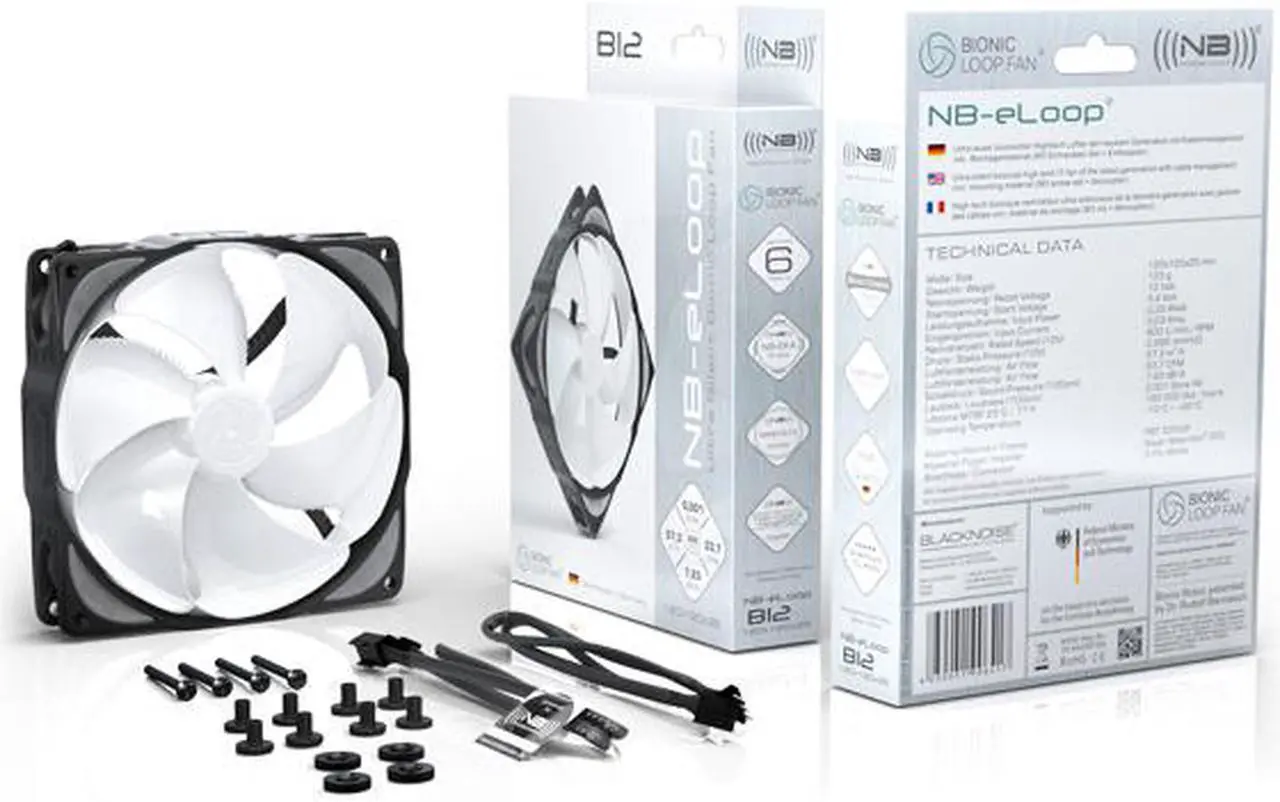 Alt view image 4 of 5 - Noiseblocker NB-eLoop B12-P 120mm PWM Fan, 2000RPM, 77.9CFM, 28.4dBA