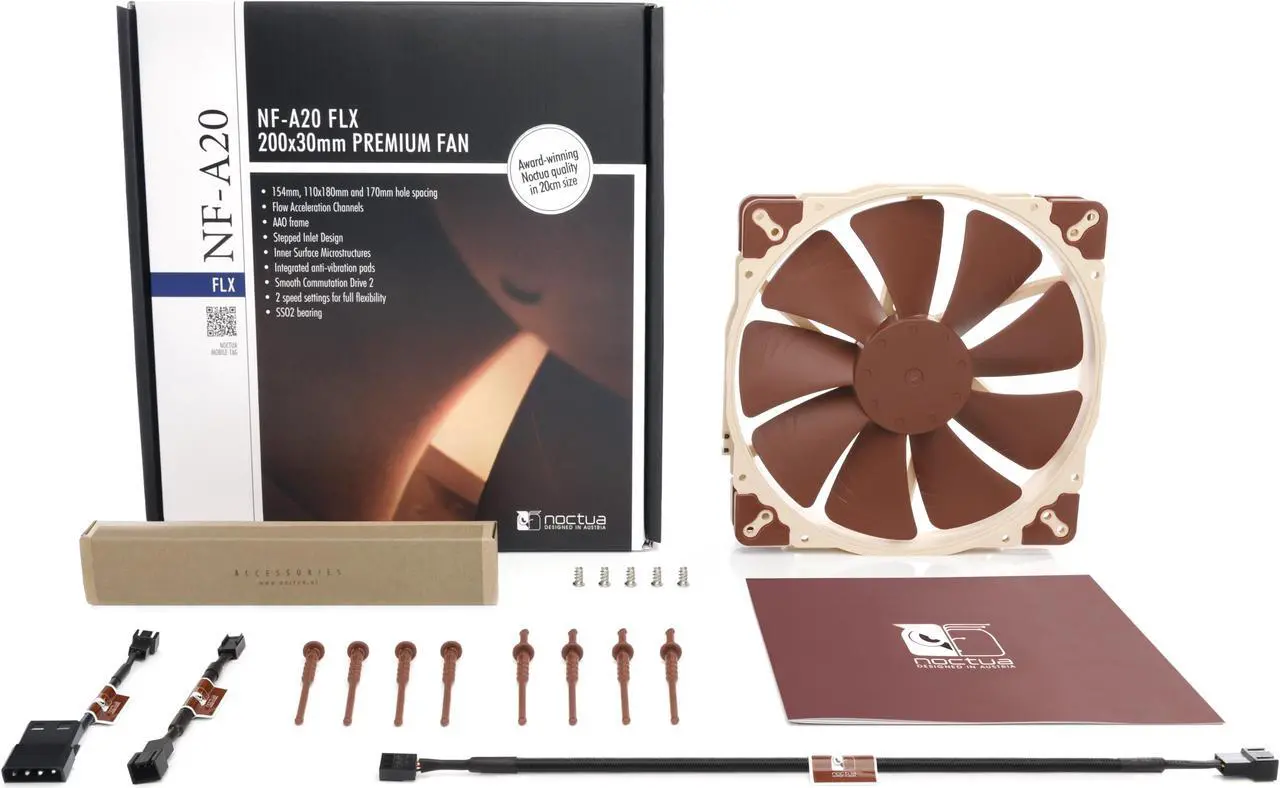 Alt view image 5 of 7 - Noctua NF-A20 FLX, Premium Quiet Fan, 3-Pin (200x30mm, Brown)