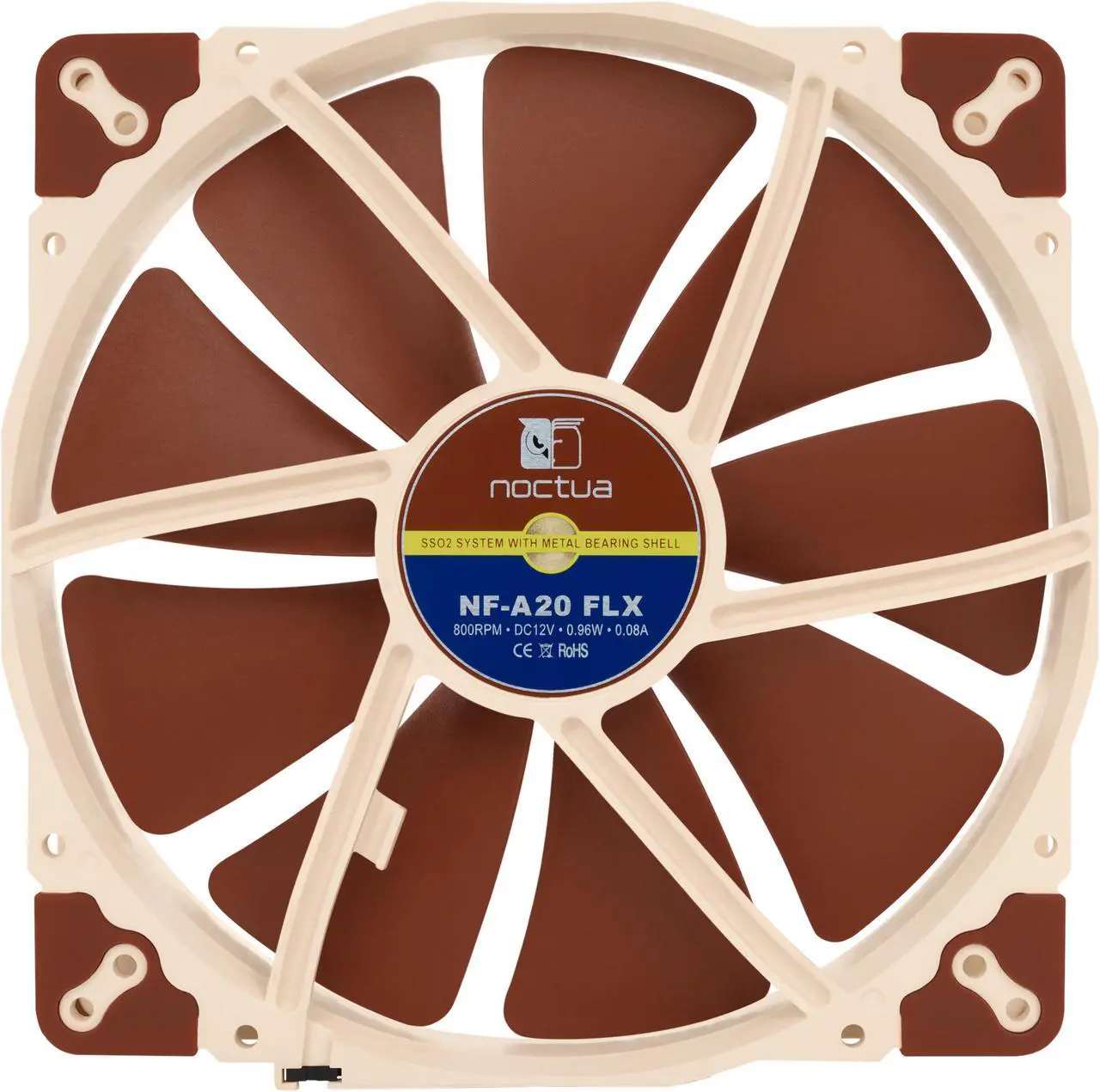 Alt view image 3 of 7 - Noctua NF-A20 FLX, Premium Quiet Fan, 3-Pin (200x30mm, Brown)