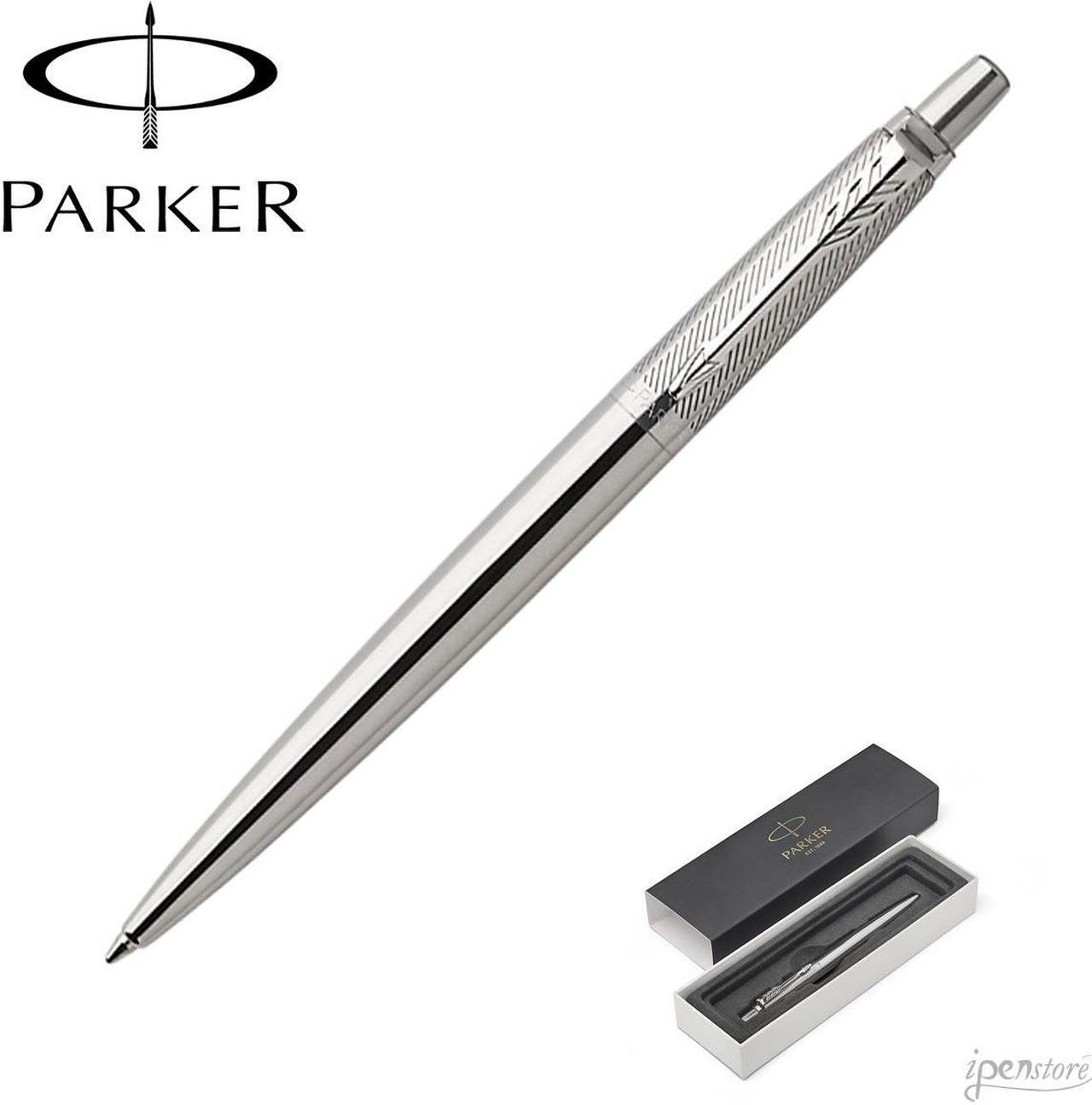 Main image of Parker Jotter Premium Ballpoint Pen, Stainless Steel Diagonal, Chrome Trim