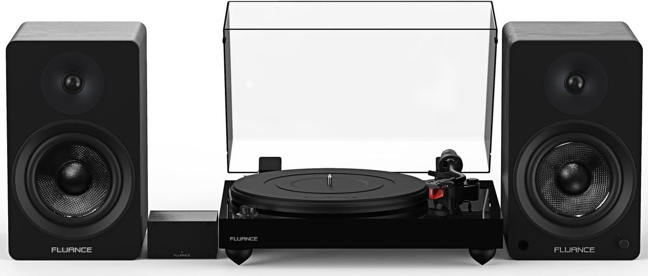 Fluance Reference RT83 High Fidelity Vinyl Turntable (Piano Black), PA10 Phono Preamp and Ai61 Powered 6.5" Bookshelf Speakers (Black Ash), Ortofon 2M Red Cartridge, 120W Class D Amplifier, Bluetooth