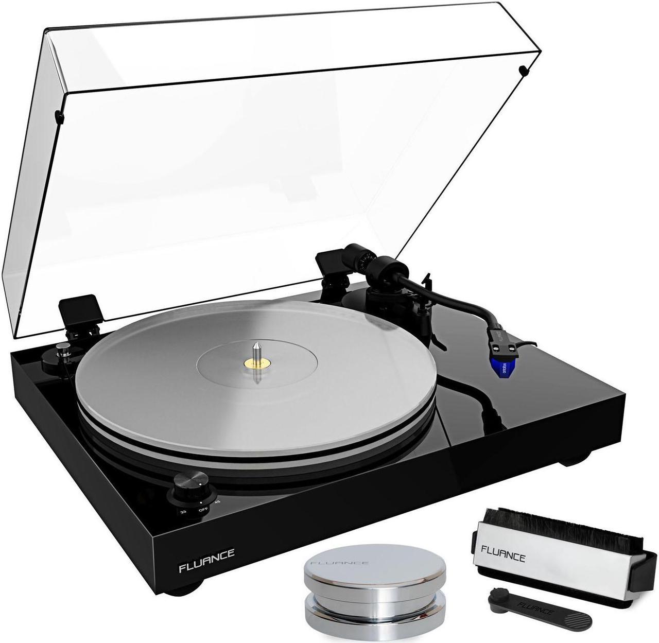 Fluance RT85 Reference High Fidelity Vinyl Turntable Record Player with Ortofon 2M Blue Cartridge, Acrylic Platter, Record Weight, 3 in 1 Stylus and Record Cleaning Vinyl Accessory Kit