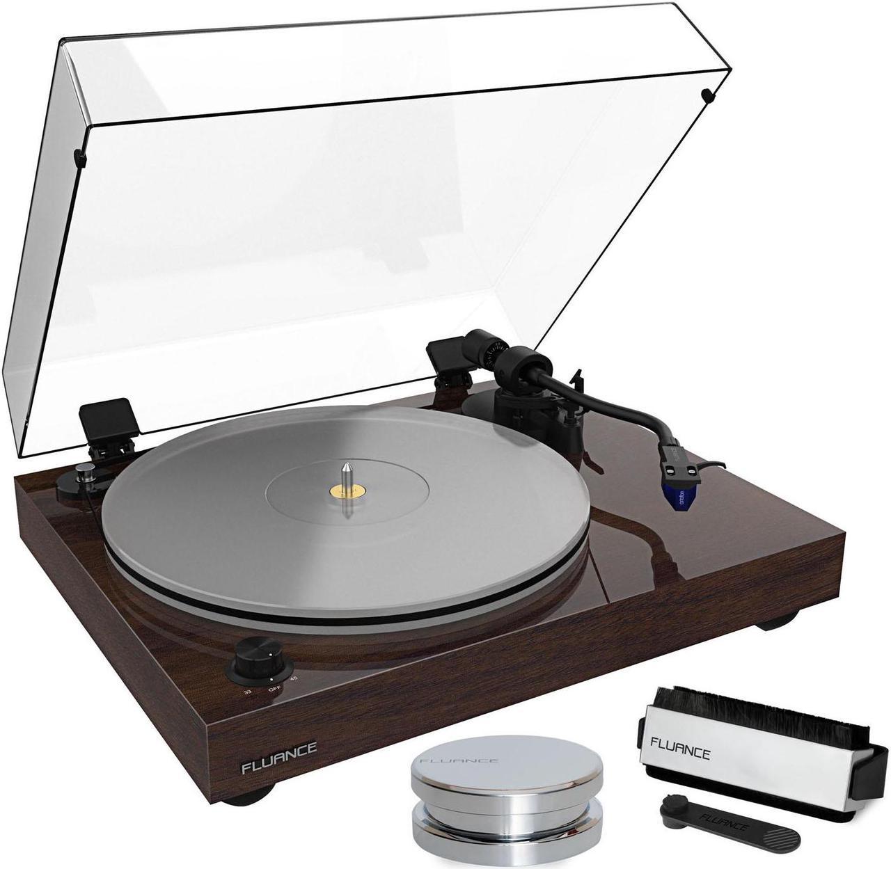 Fluance RT85 Reference High Fidelity Vinyl Turntable Record Player with Ortofon 2M Blue Cartridge, Acrylic Platter, Record Weight, 3 in 1 Stylus and Record Cleaning Vinyl Accessory Kit