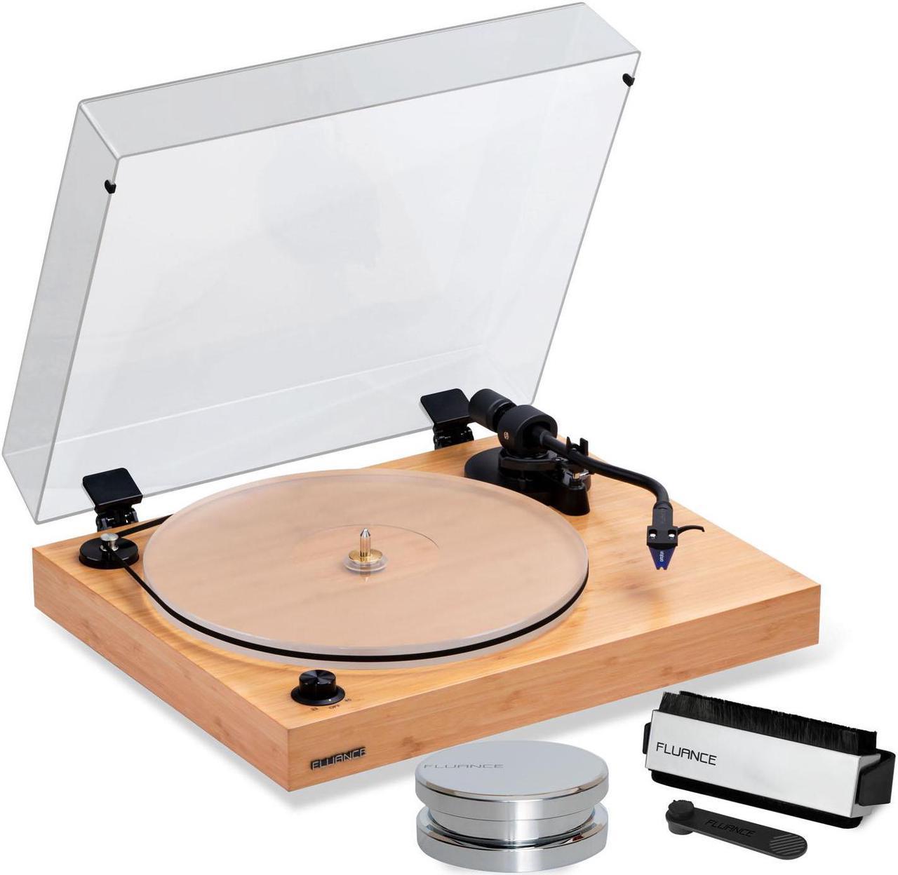 Fluance RT85 Reference High Fidelity Vinyl Turntable Record Player with Ortofon 2M Blue Cartridge, Acrylic Platter, Record Weight, 3 in 1 Stylus and Record Cleaning Vinyl Accessory Kit