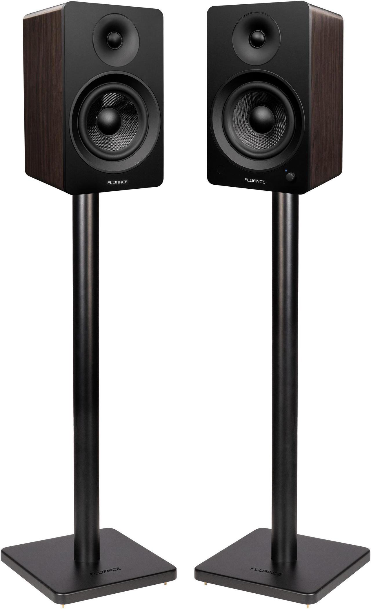 Fluance Ai61 Powered 2-Way 2.0 Stereo Bookshelf Speakers with Speaker Stands 6.5" Drivers 120W Amplifier for Turntable Bluetooth 5 Wireless Music Streaming - RCA Optical USB & Sub Out (Natural Walnut)