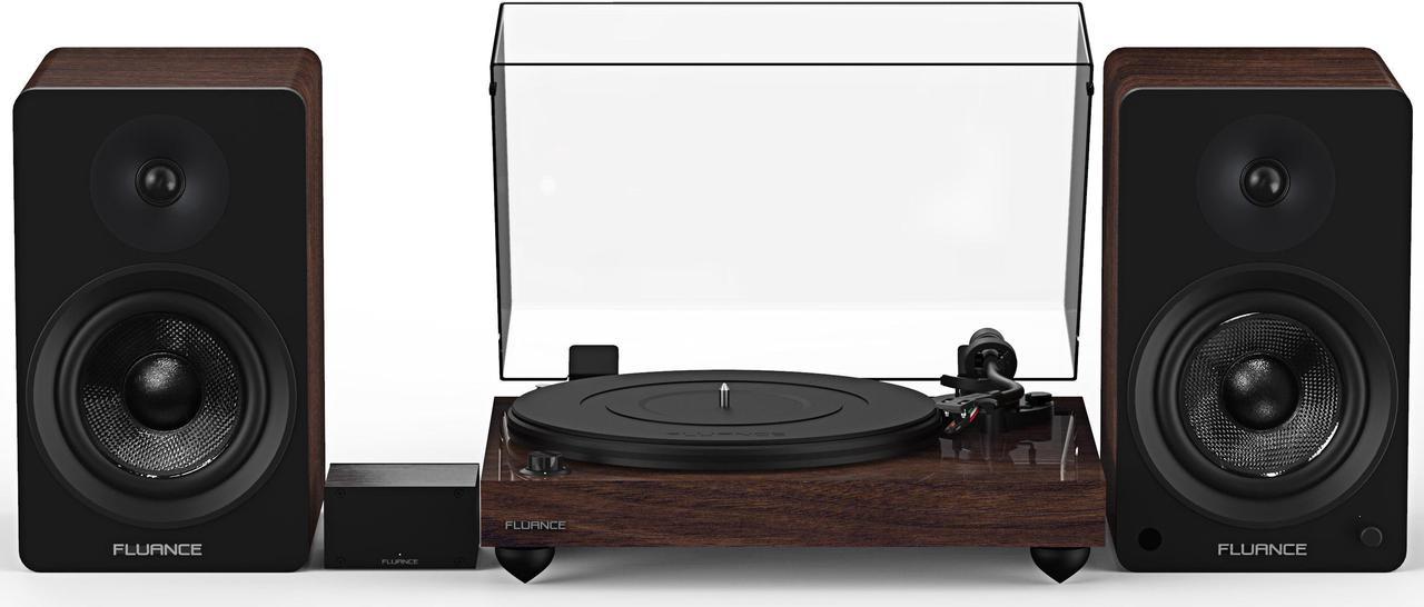 Fluance Reference RT82 High Fidelity Vinyl Turntable with PA10 Phono Preamp and Ai61 Powered 6.5" Bookshelf Speakers, Ortofon OM10 Cartridge, 120W Class D Amplifier, Bluetooth (Natural Walnut)